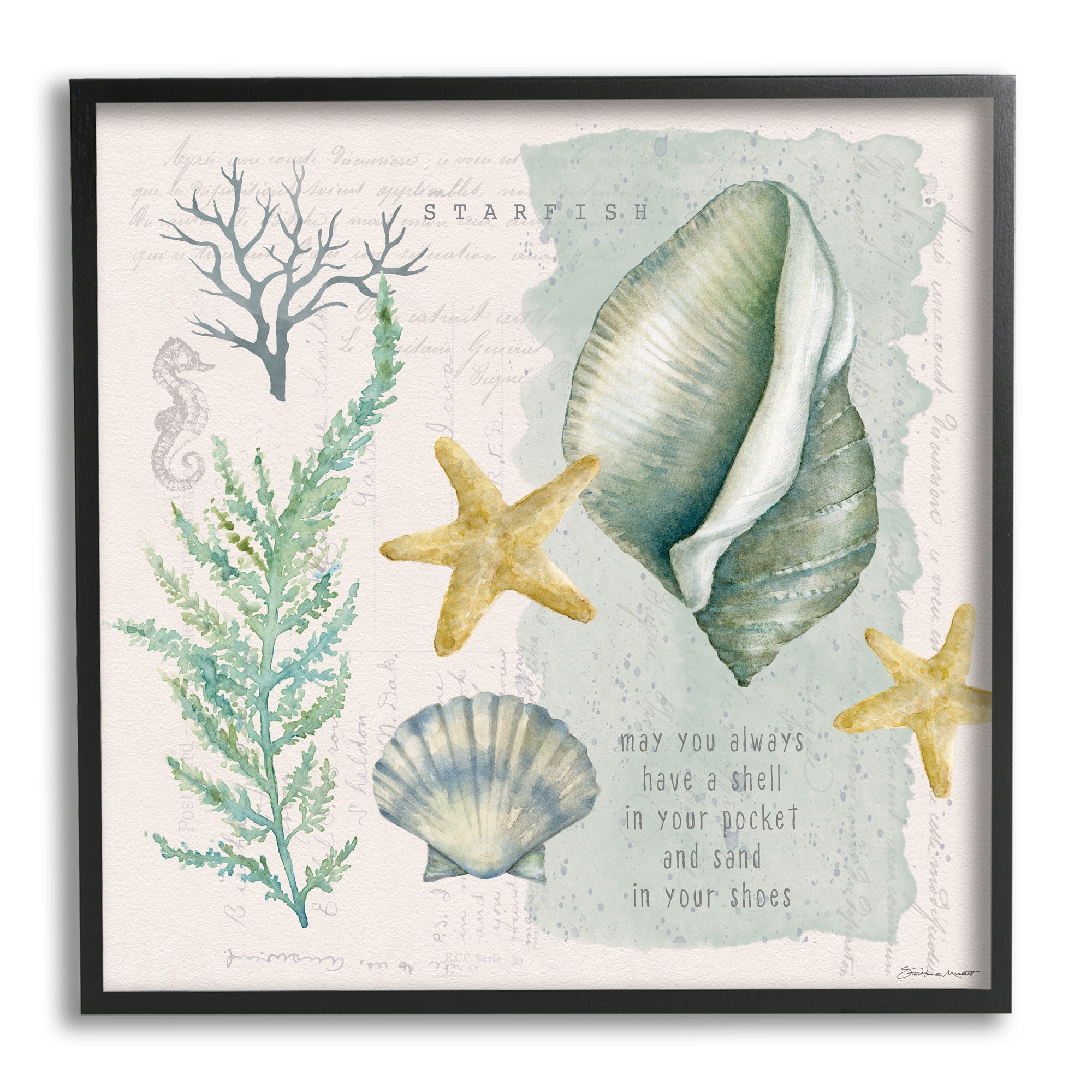 Stupell Industries Shell in Pocket Sand In Shoes Beach Quote, 12 x 12, Design by Stephanie Workman Marrott