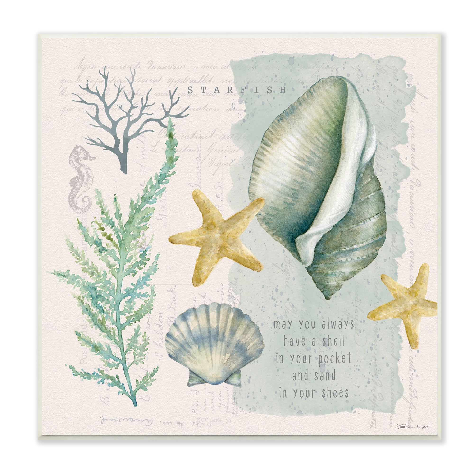 Stupell Industries Shell in Pocket Sand In Shoes Beach Quote, 12 x 12, Design by Stephanie Workman Marrott