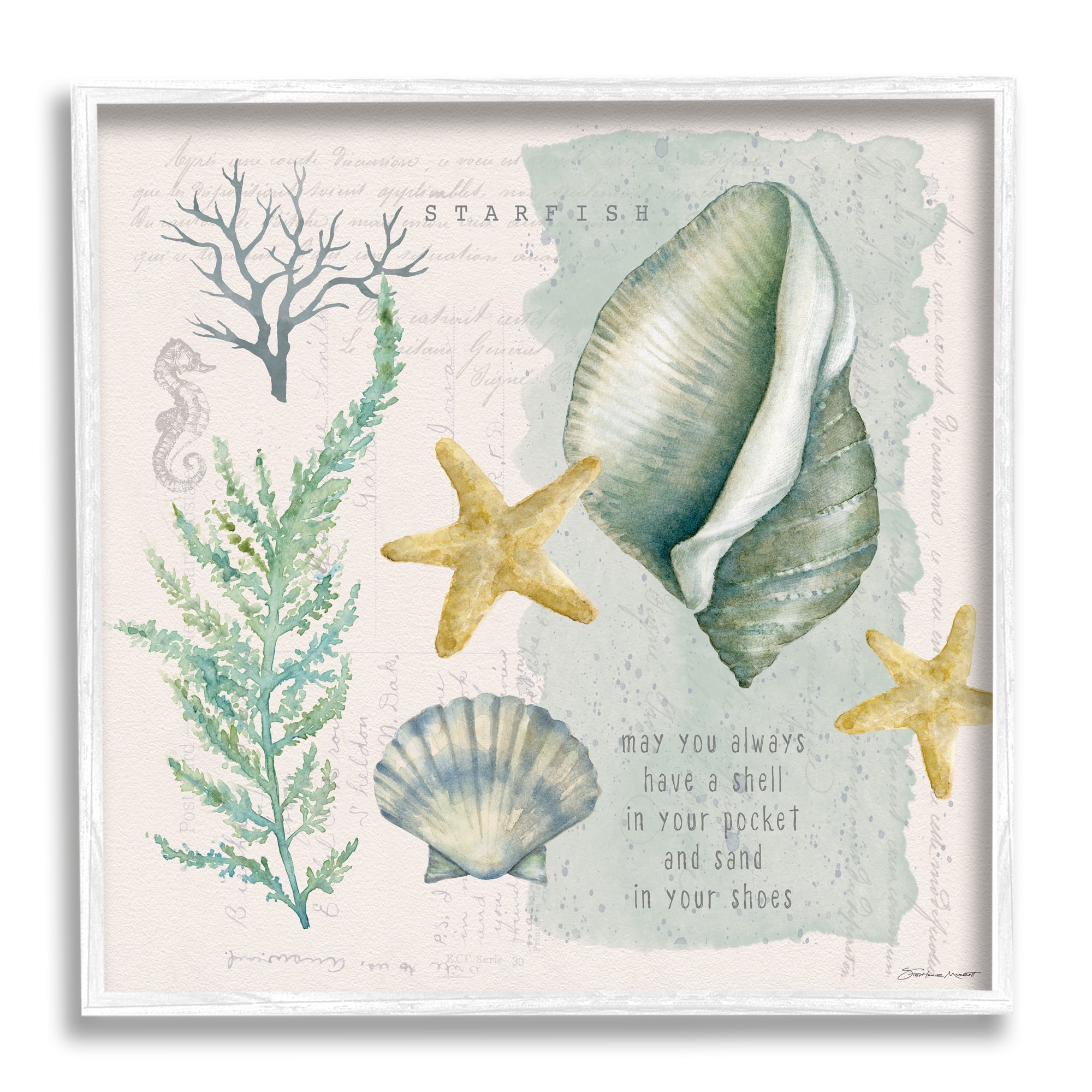 Stupell Industries Shell in Pocket Sand In Shoes Beach Quote, 12 x 12, Design by Stephanie Workman Marrott