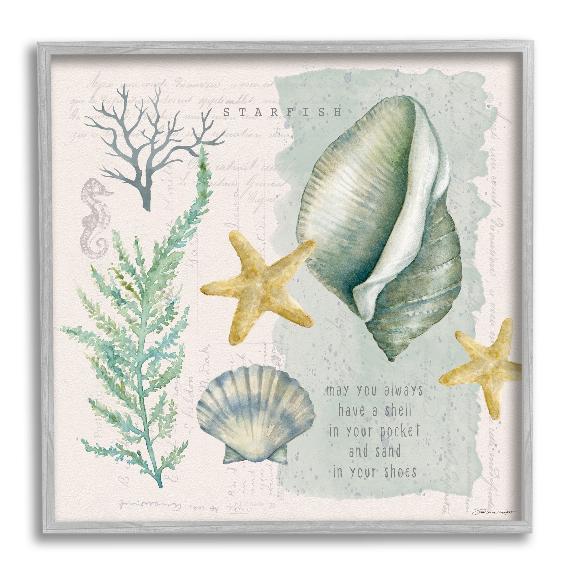 Stupell Industries Shell in Pocket Sand In Shoes Beach Quote, 17 x 17, Design by Stephanie Workman Marrott