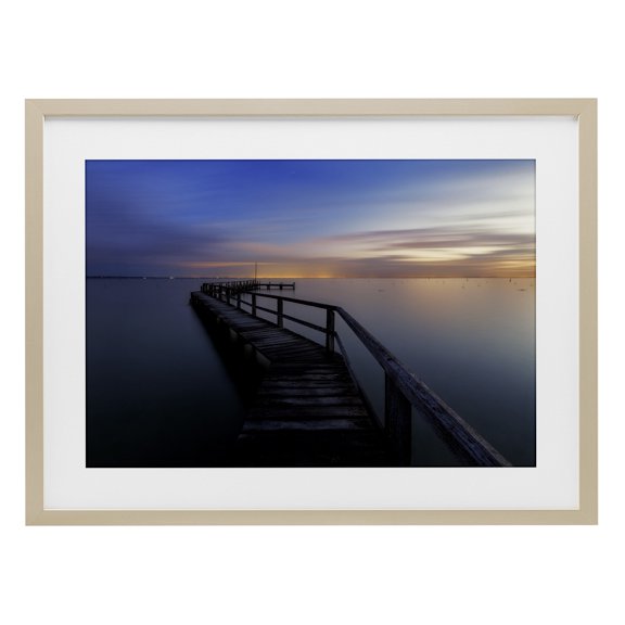 Stupell Industries Shelley Beach Pier Birch Framed Print Under Glass design by Lincoln Harrison, 14 x 20