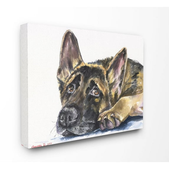 Stupell Industries Shepard Puppy Dog Pet Animal Watercolor Painting Canvas Wall Art by George Dyachenko