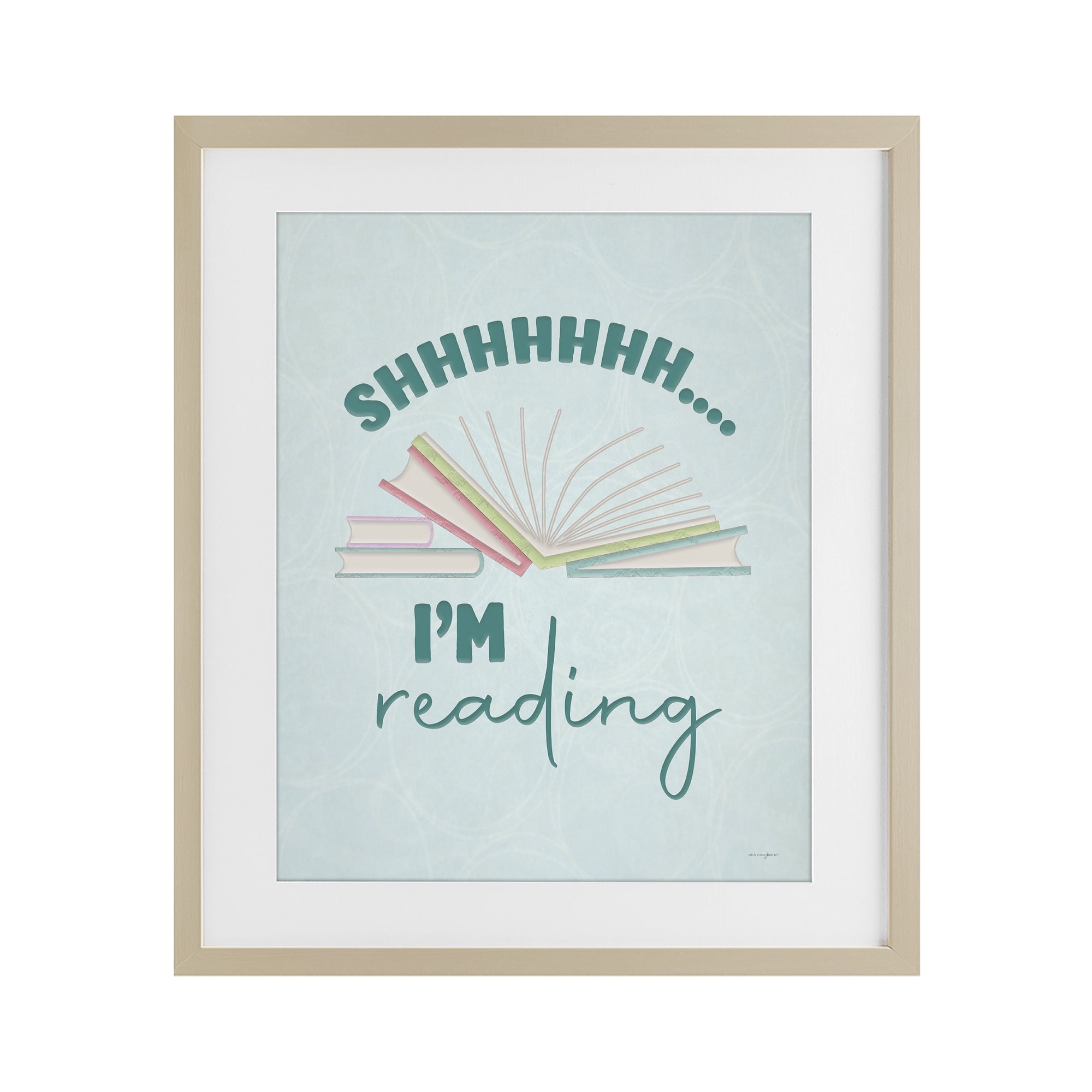 Stupell Industries Shhh I'm Reading Birch Framed Print Under Glass, design by Seven Trees Design