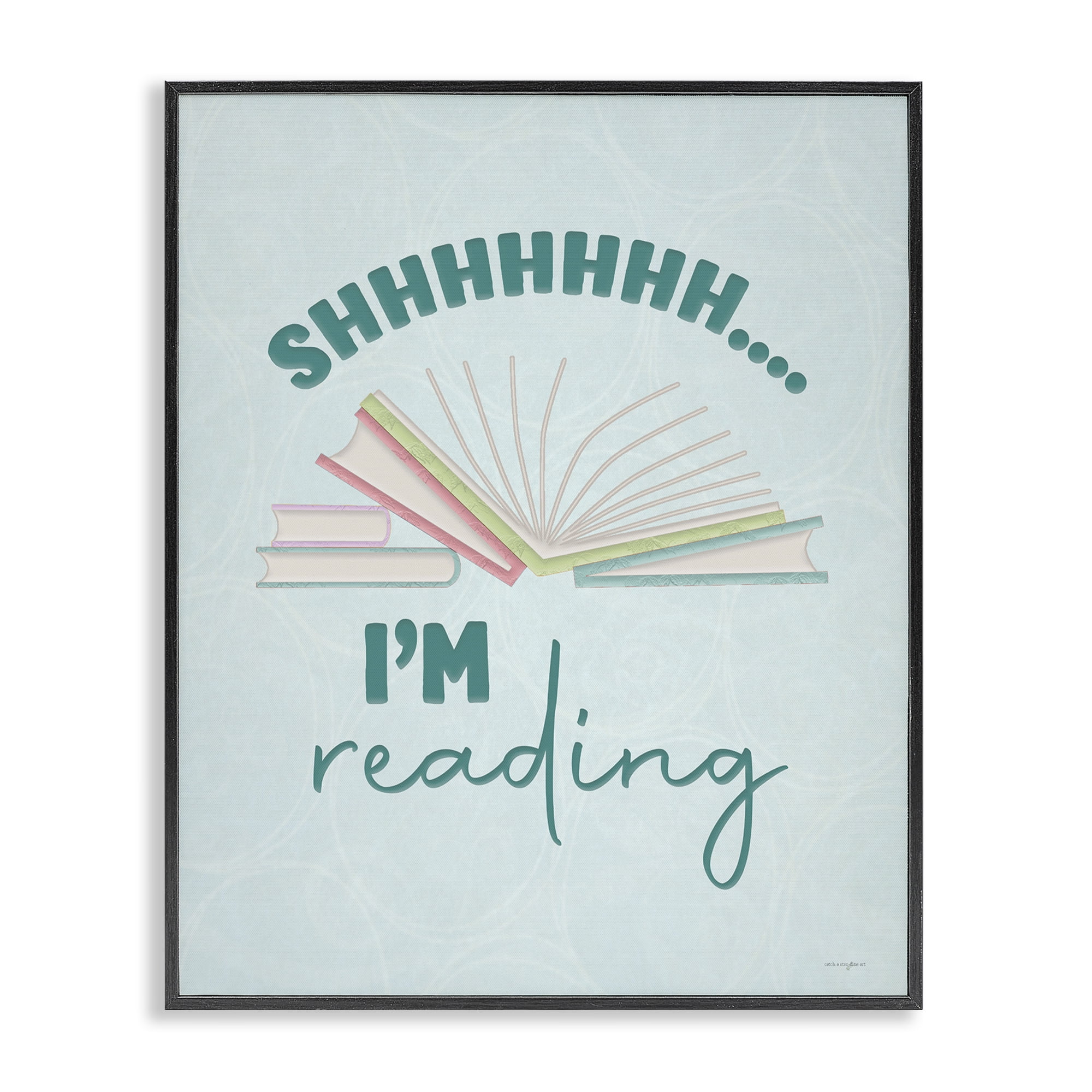 Stupell Industries Shhh I'm Reading Black Framed Giclee Art, design by Seven Trees Design