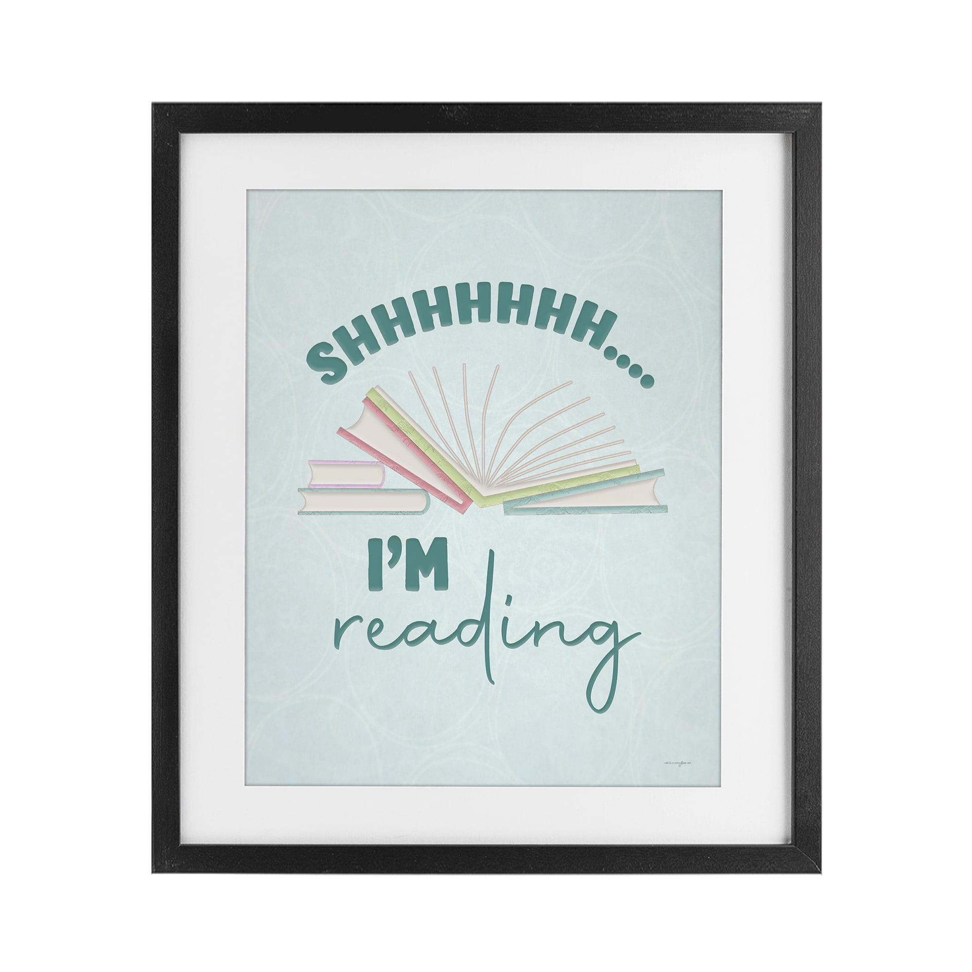 Stupell Industries Shhh I'm Reading Black Framed Print Under Glass, design by Seven Trees Design