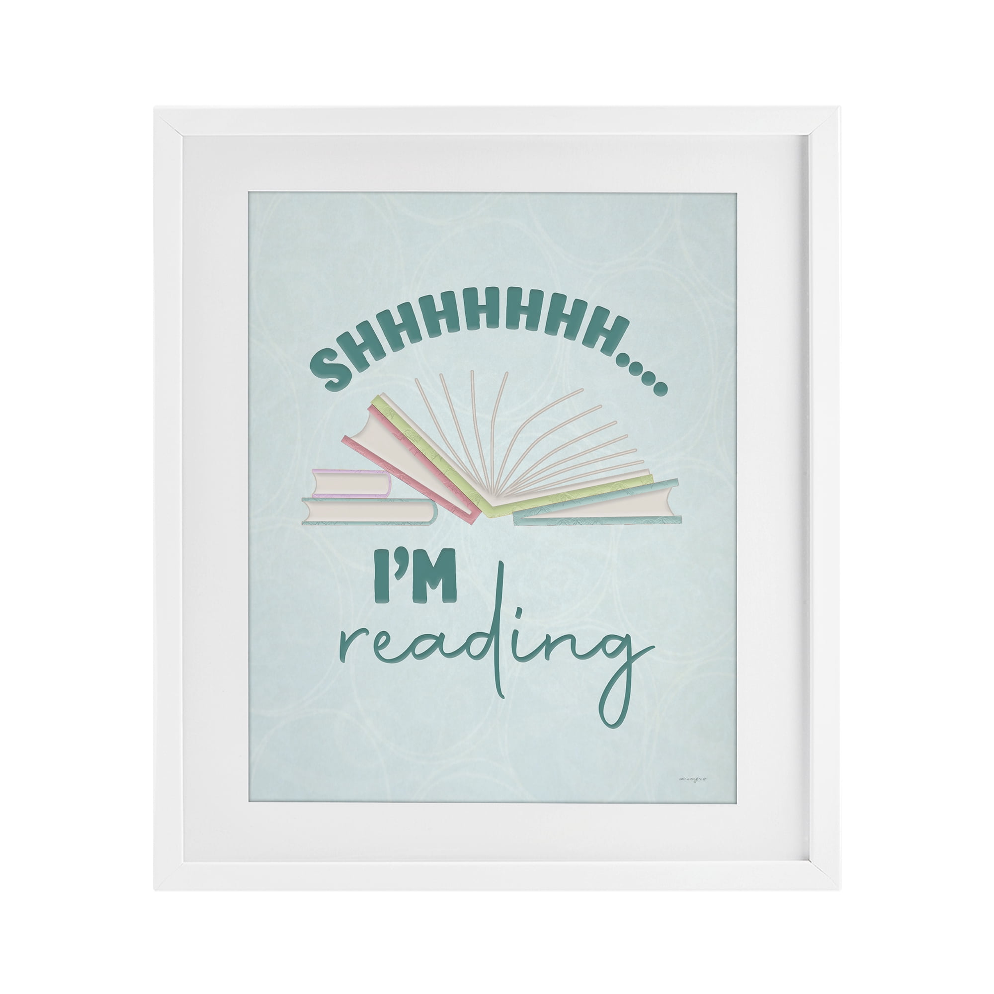 Stupell Industries Shhh I'm Reading White Framed Print Under Glass, design by Seven Trees Design