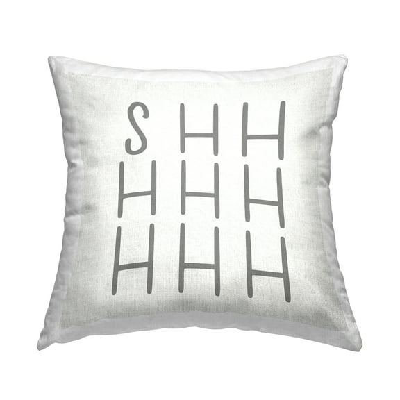 Stupell Industries Shhh Simple Quiet Typography Text Word Design by Daphne Polselli Throw Pillow