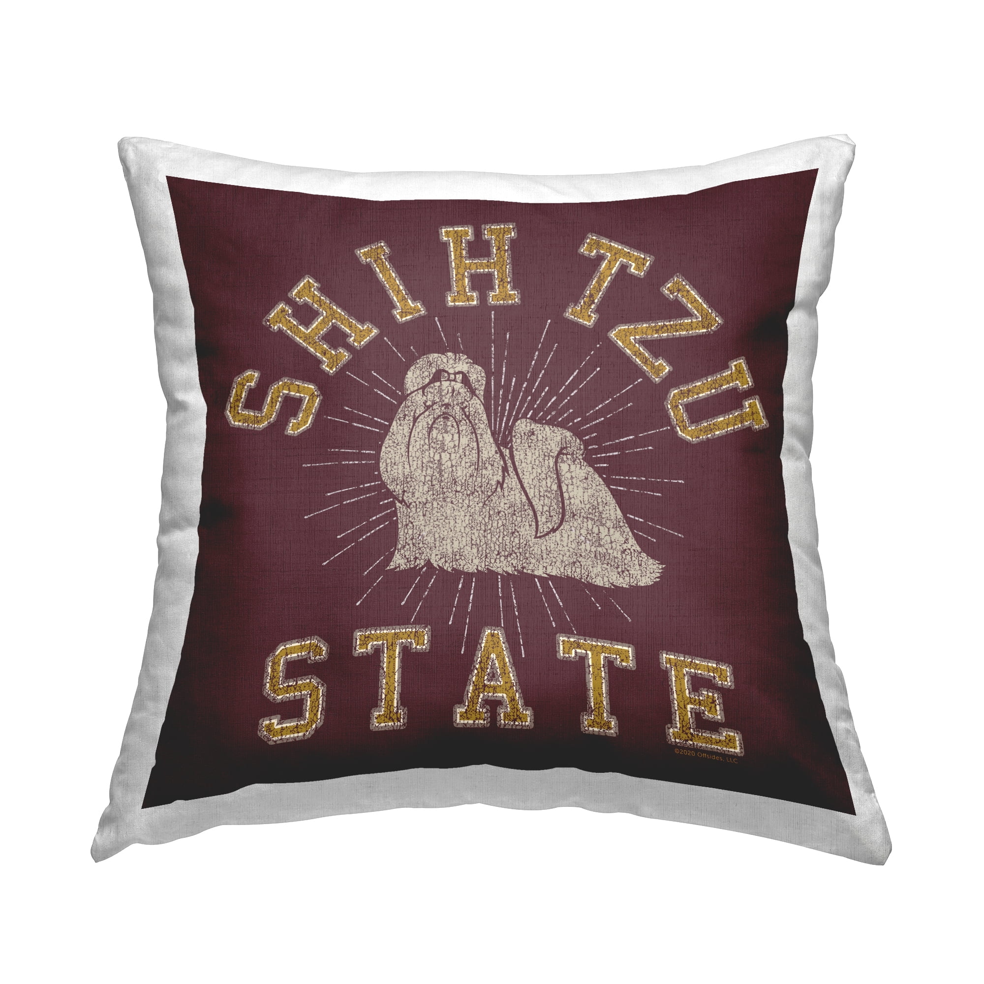 Stupell Industries Shih Tzu State Varsity Decorative Printed Throw Pillow Design by Spirit Animals/Life Is High.