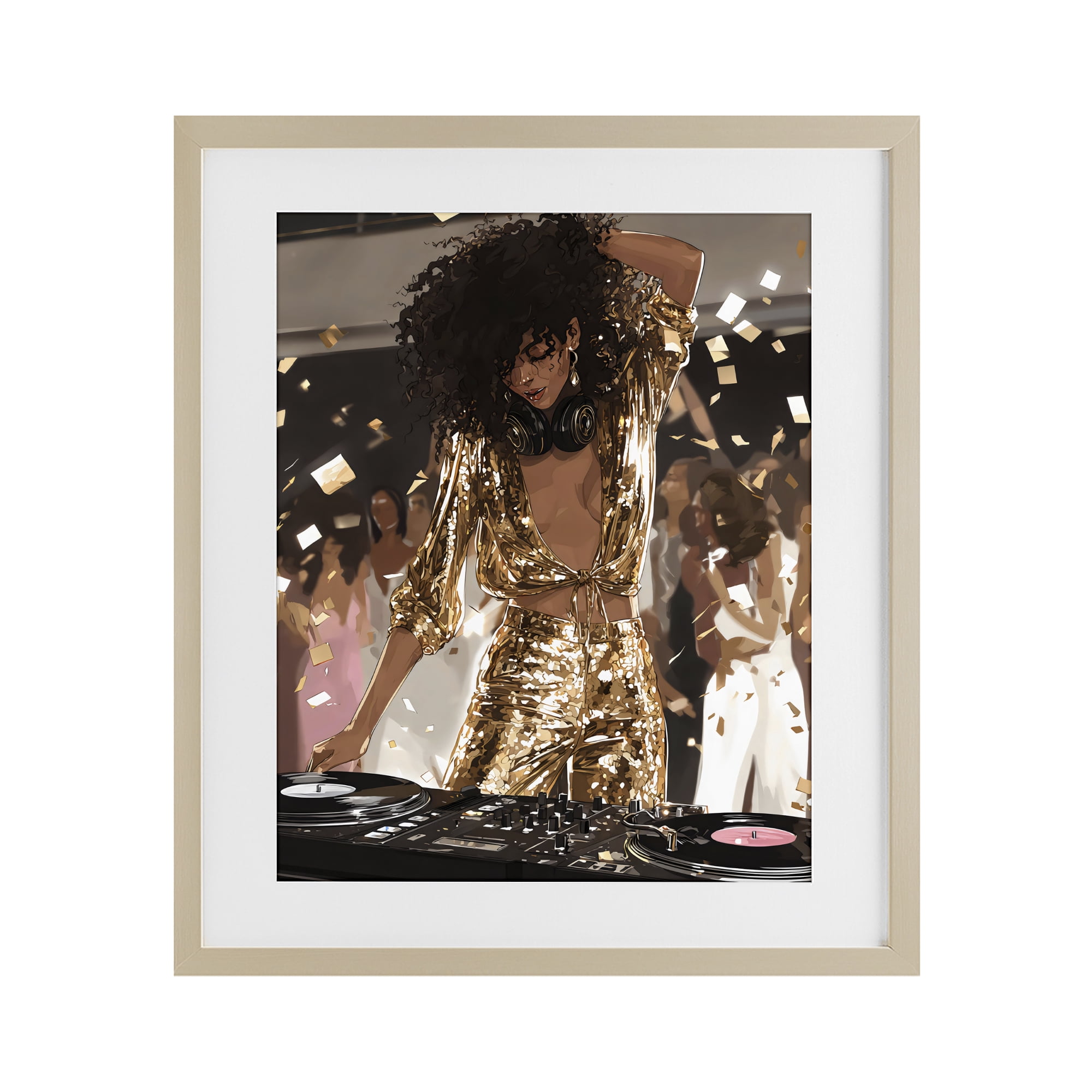 Stupell Industries Shimmering DJ in Sequins Birch Framed Print Under Glass, design by Franklyn Gregory