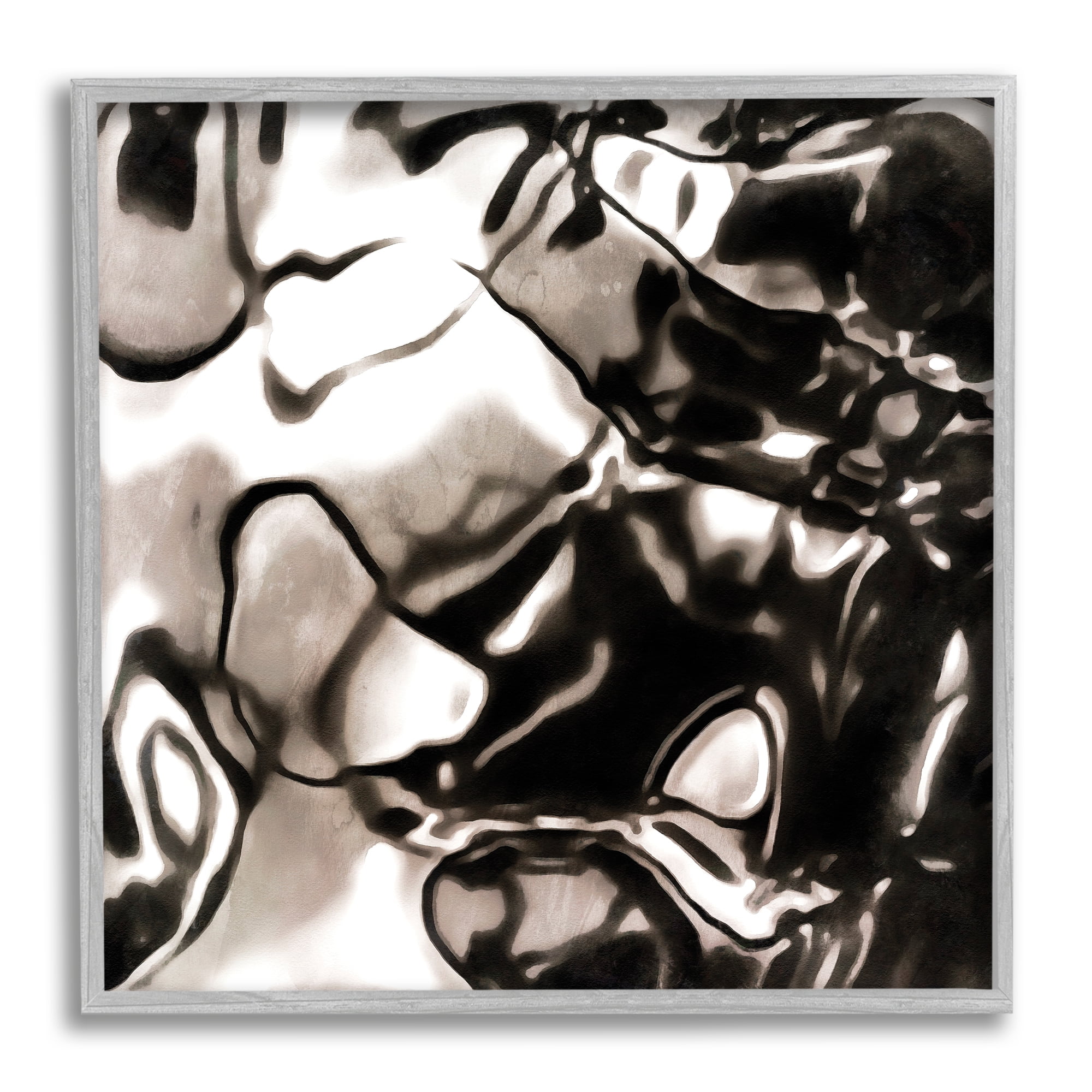 Stupell Industries Shimmering Glow Water Abstraction Monochromatic Grey Black, 12 x 12, Designed by Alonzo Saunders
