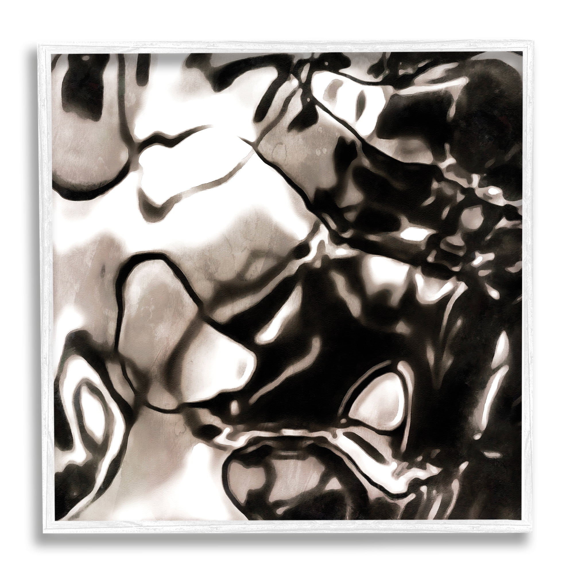 Stupell Industries Shimmering Glow Water Abstraction Monochromatic Grey Black, 12 x 12, Designed by Alonzo Saunders