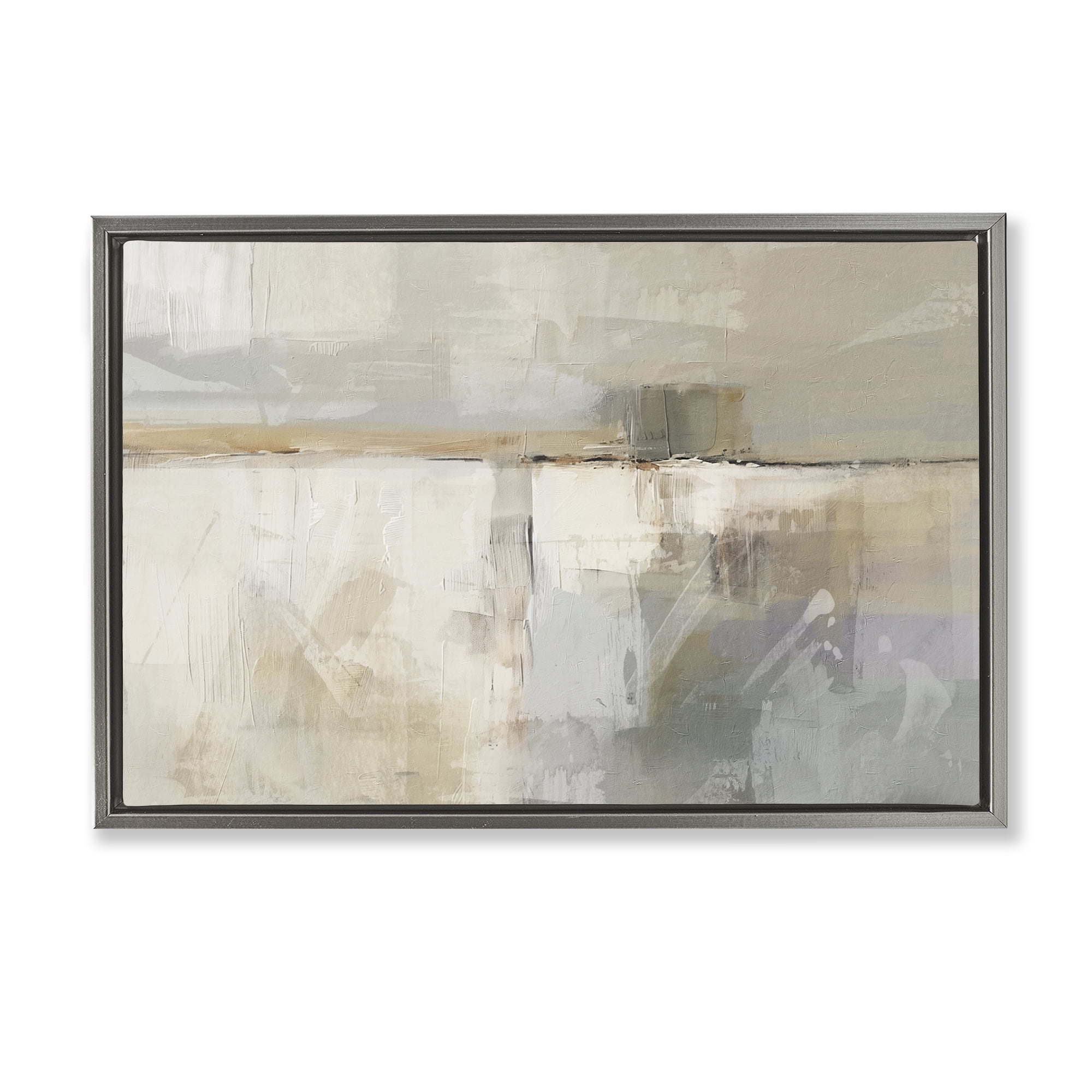 Stupell Industries Shimmering Meadow Abstract Abstract Painting Gray Floater Framed Canvas Art Print Wall Art, 25 x 17