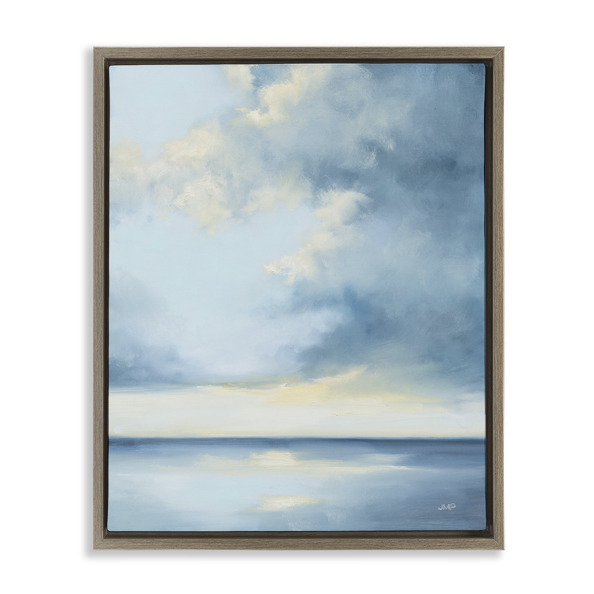 Stupell Industries Shimmering Sea Bright Nautical & Beach Painting Brown Floater Framed Canvas Art Print Wall Art, 17 x 21