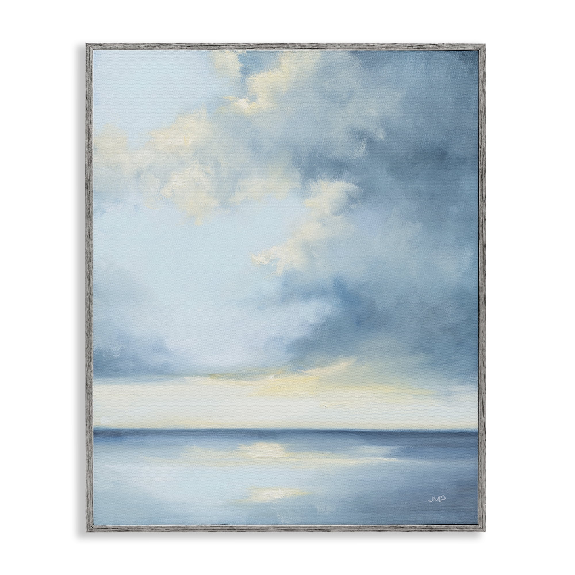 Stupell Industries Shimmering Sea Bright Nautical & Beach Painting Gray Framed Art Print Wall Art, 16 x 20