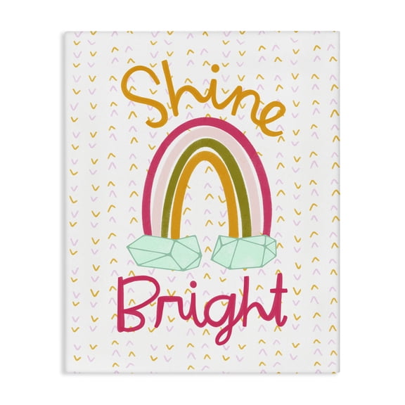 Stupell Industries Shine Bright Geometric Rainbow Quotes and Sayings Painting Wrapped Canvas Canvas Art Print Wall Art, 16 x 20