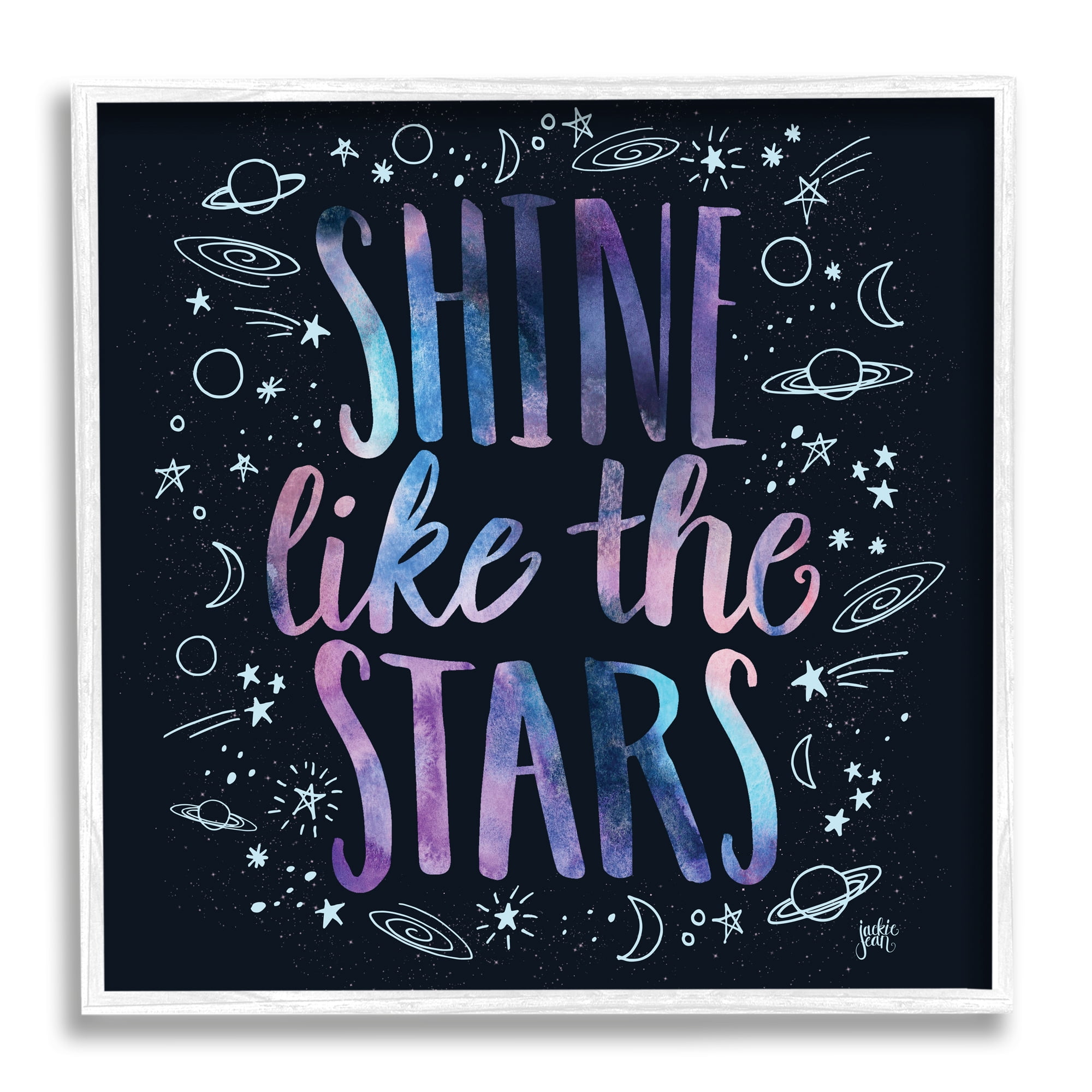 Stupell Industries Shine Like Stars Phrase Cosmic Typography Constellation Sketch, 12 x 12, Designed by Jackie Quigley