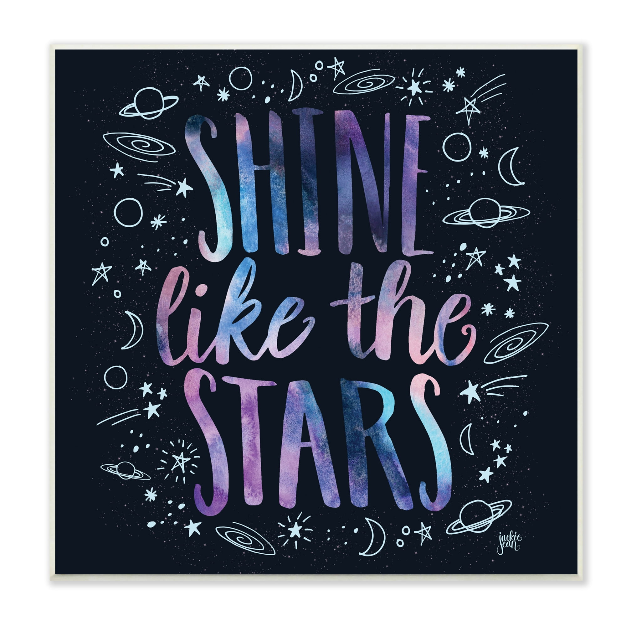 Stupell Industries Shine Like Stars Phrase Cosmic Typography Constellation Sketch, 12 x 12, Designed by Jackie Quigley