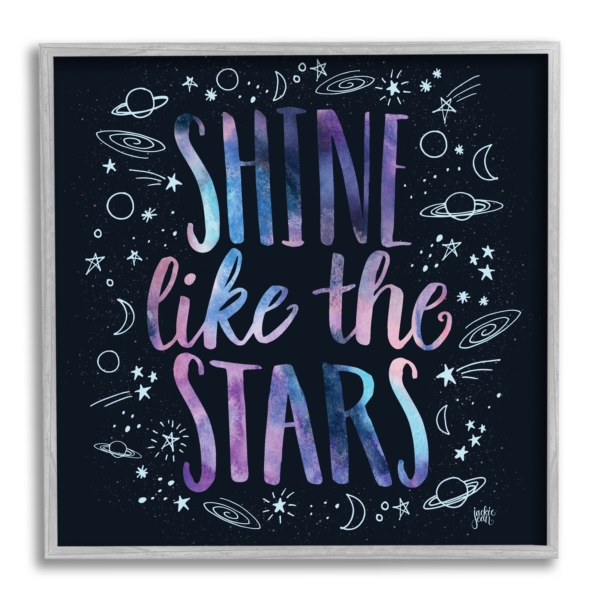 Stupell Industries Shine Like Stars Phrase Cosmic Typography Constellation Sketch, 24 x 24, Designed by Jackie Quigley