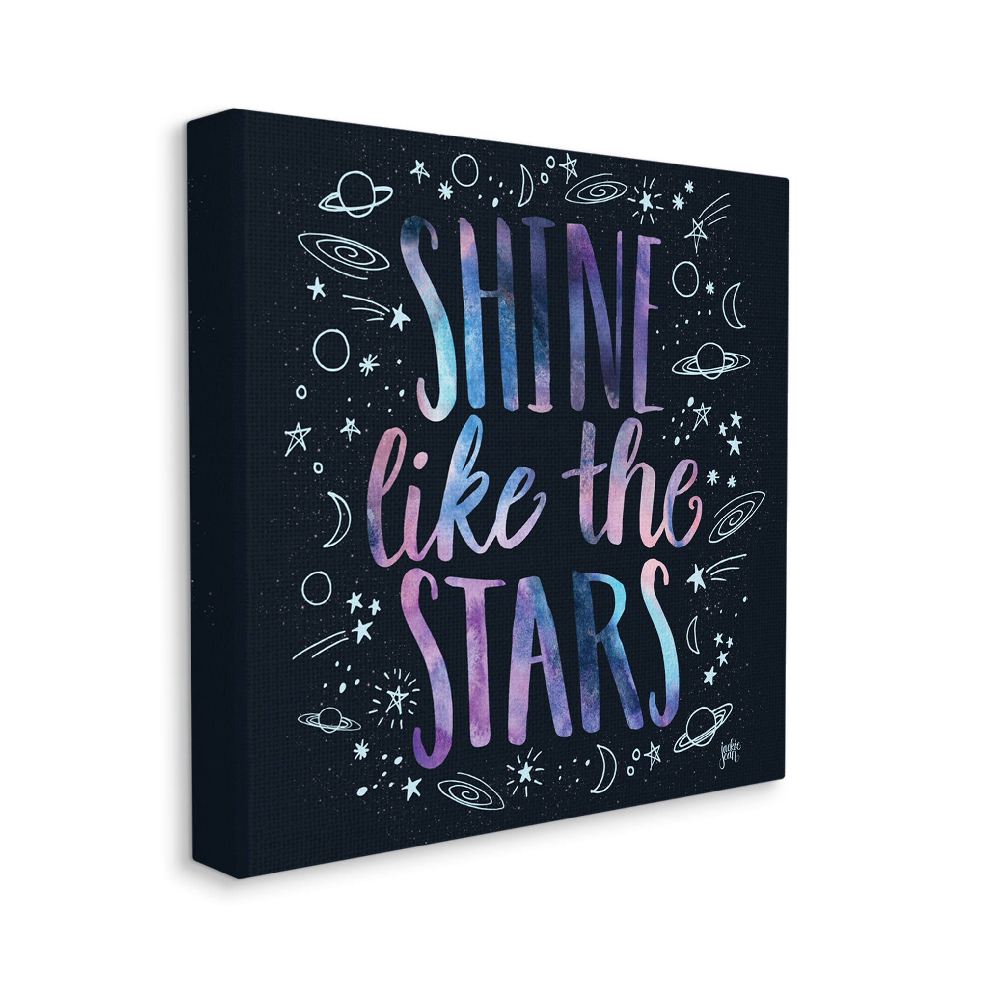 Stupell Industries Shine Like Stars Phrase Cosmic Typography Constellation Sketch, 36 x 36, Designed by Jackie Quigley