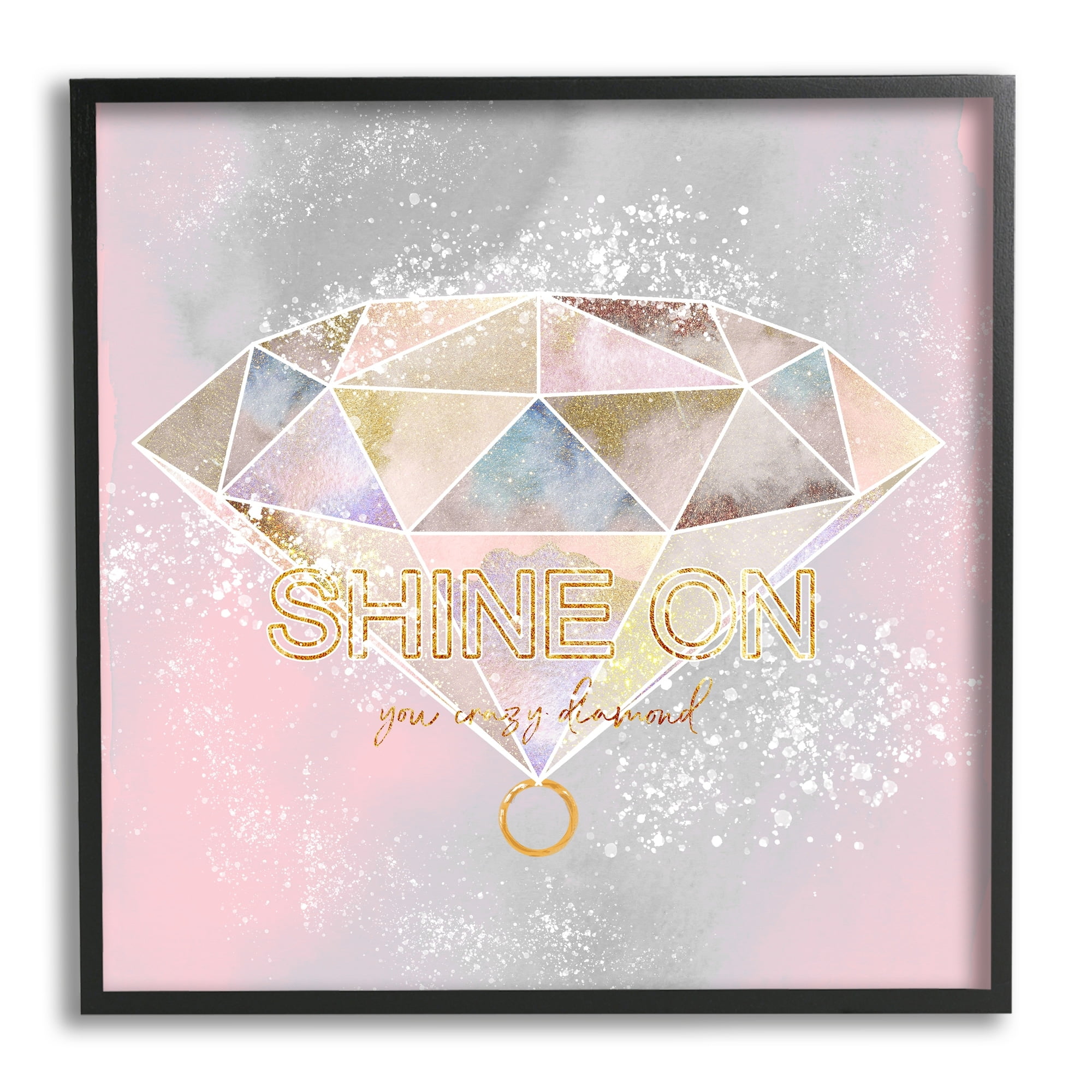 Stupell Industries Shine On Crazy Diamond Glam Pink Geometric Pattern, 12 x 12, Design by Ziwei Li