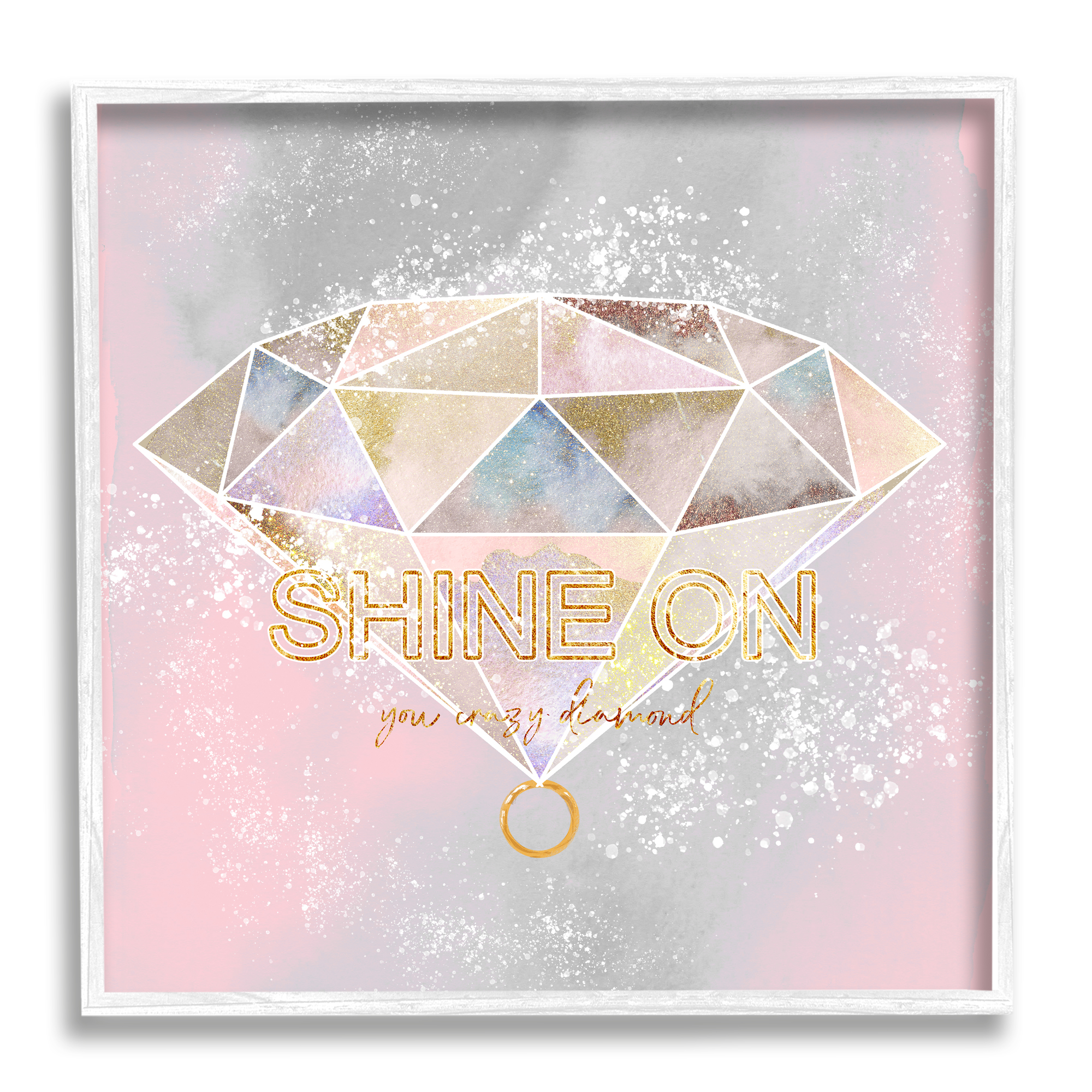 Stupell Industries Shine On Crazy Diamond Glam Pink Geometric Pattern, 12 x 12, Design by Ziwei Li