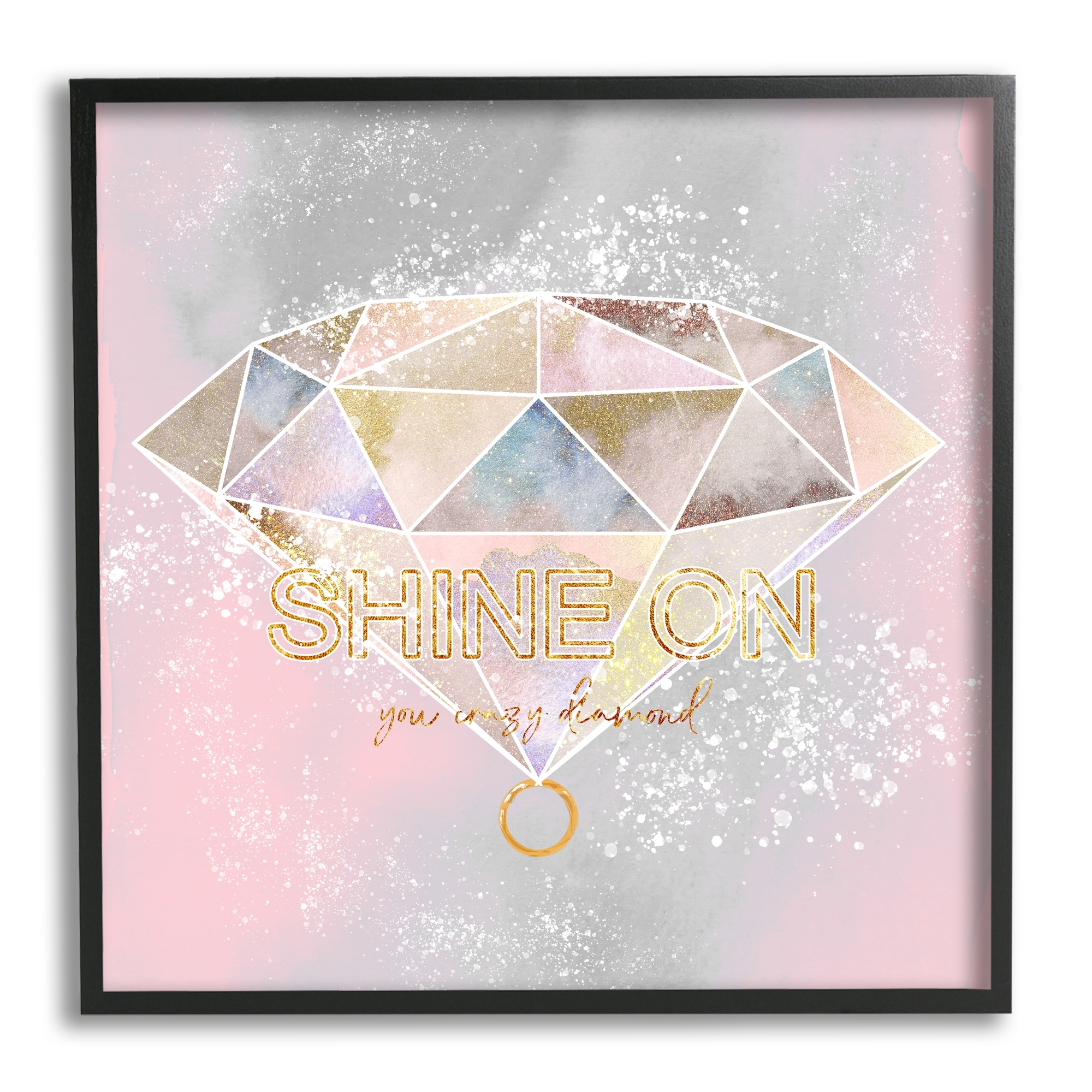 Stupell Industries Shine On Crazy Diamond Glam Pink Geometric Pattern, 24 x 24, Design by Ziwei Li
