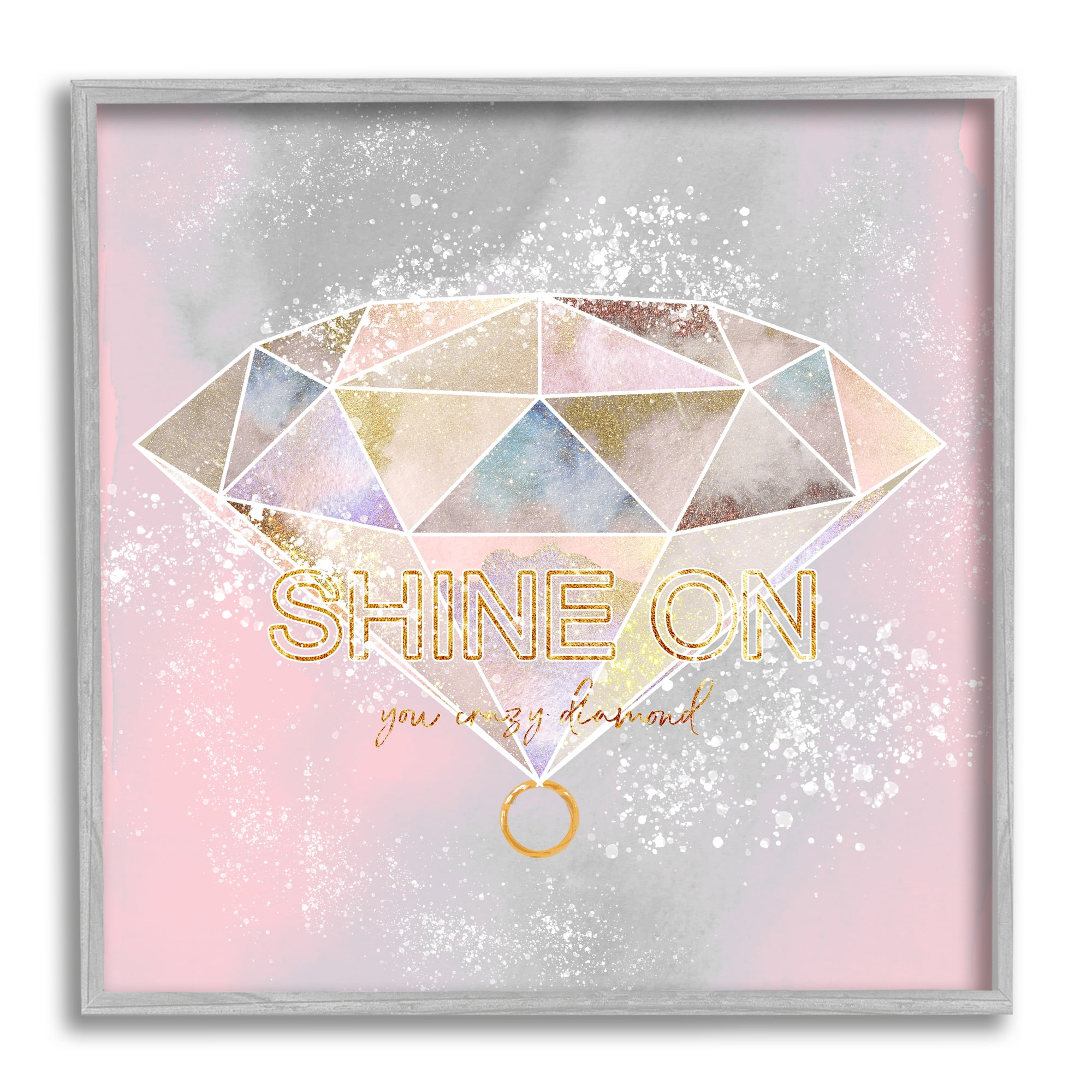 Stupell Industries Shine On Crazy Diamond Glam Pink Geometric Pattern, 24 x 24, Design by Ziwei Li