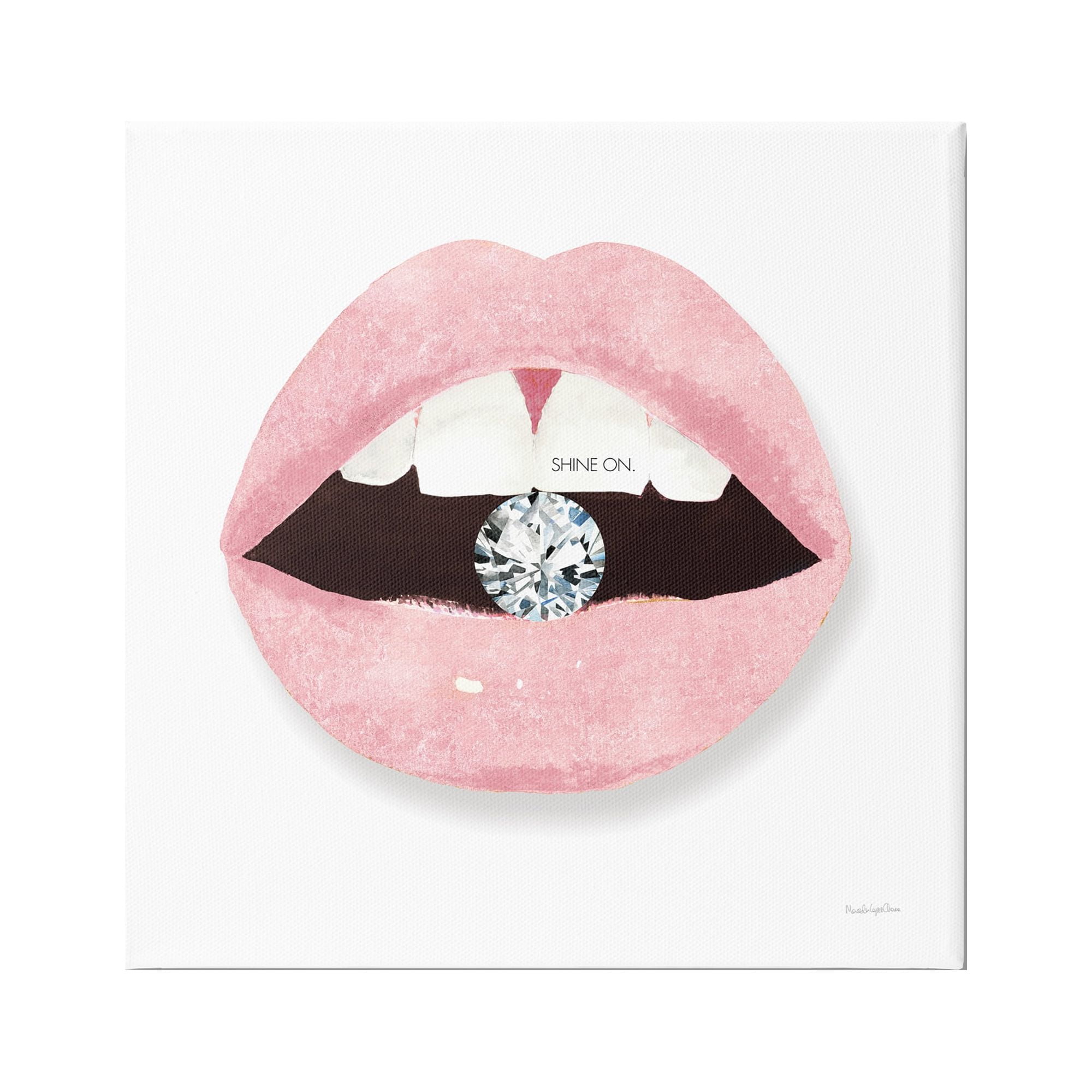 Stupell Industries Shine On Glam Lips Biting Shimmering Diamond Graphic Art Gallery Wrapped Canvas Print Wall Art, Design by Mercedes Lopez Charro