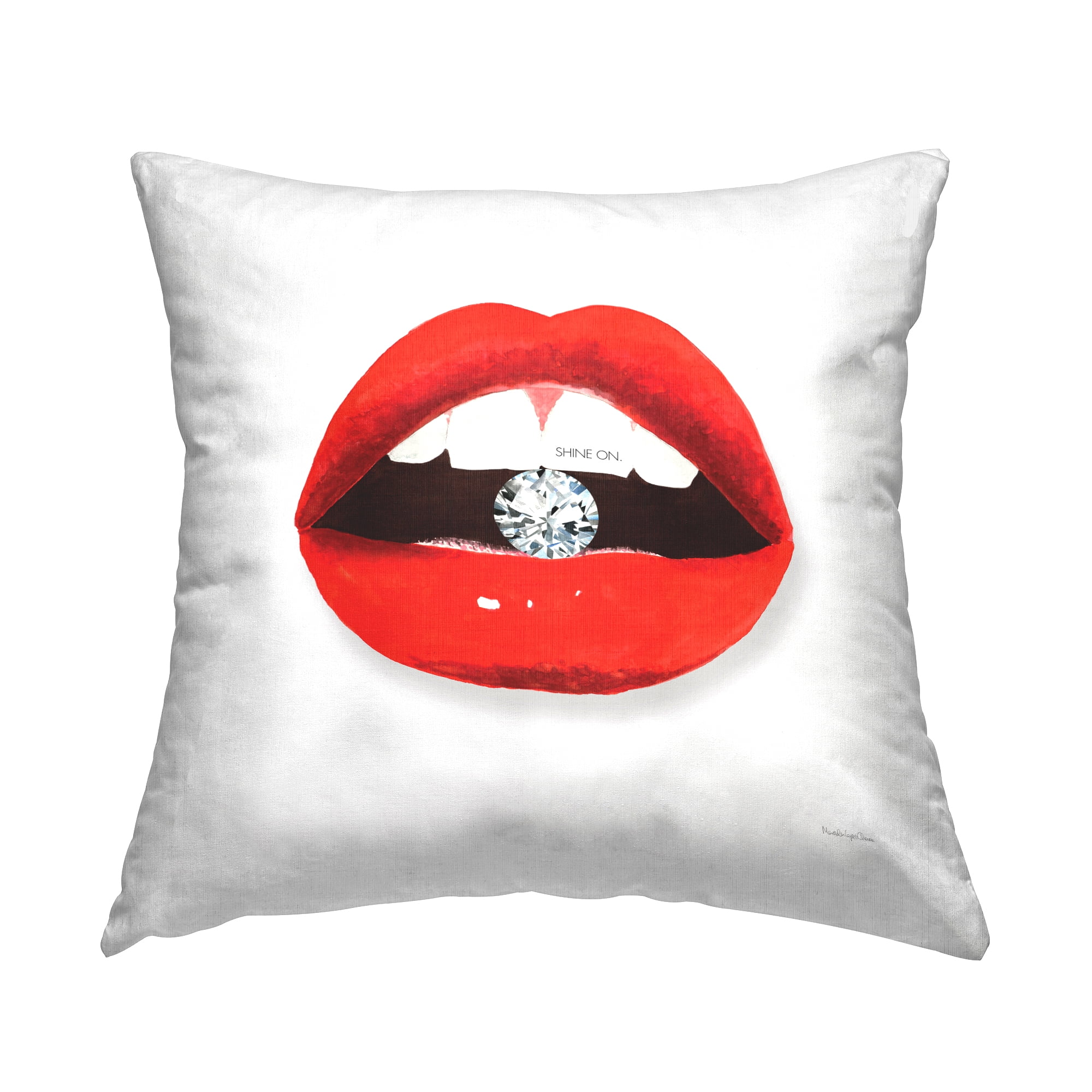 Stupell Industries Shine On Lips Biting Diamond Square Decorative Printed Throw Pillow, 18 x 18