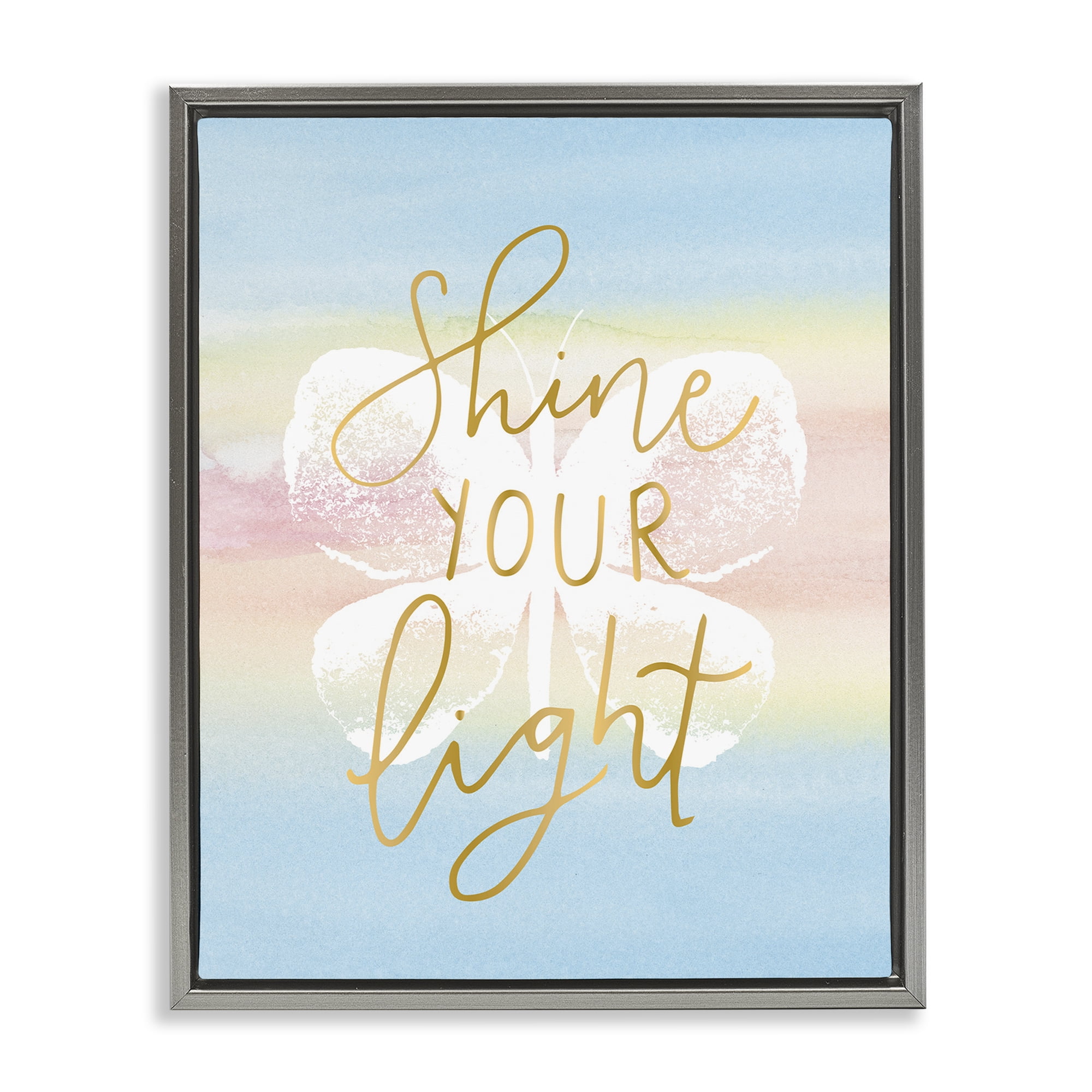 Stupell Industries Shine Your Light Animals & Insects Painting Gray Floater Framed Art Print Wall Art, 25 x 31