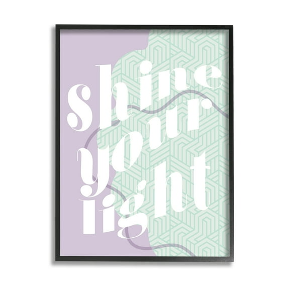 Stupell Industries Shine Your Light Purple & Green Religious Painting Black Framed Art Print Wall Art