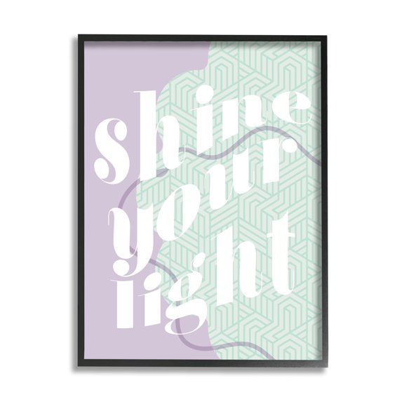Stupell Industries Shine Your Light Purple & Green Religious Painting Black Framed Art Print Wall Art