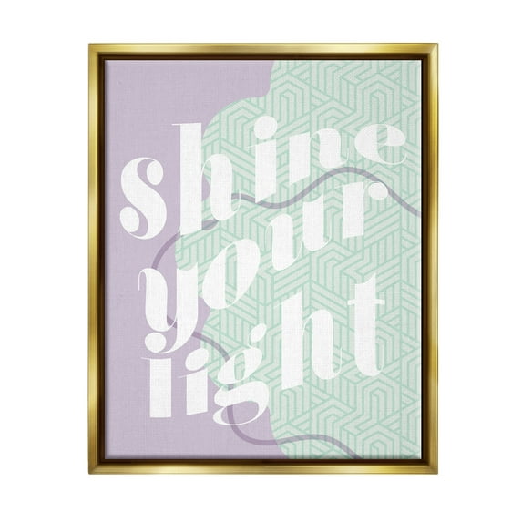Stupell Industries Shine Your Light Purple & Green Religious Painting Gold Floater Framed Art Print Wall Art