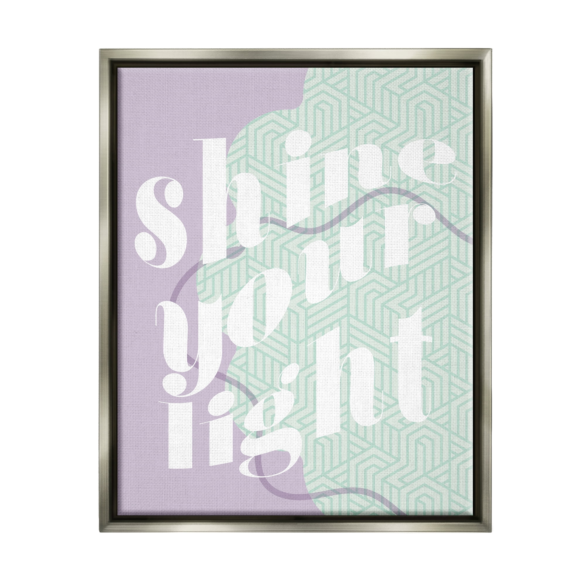 Stupell Industries Shine Your Light Purple & Green Religious Painting Gray Floater Framed Art Print Wall Art