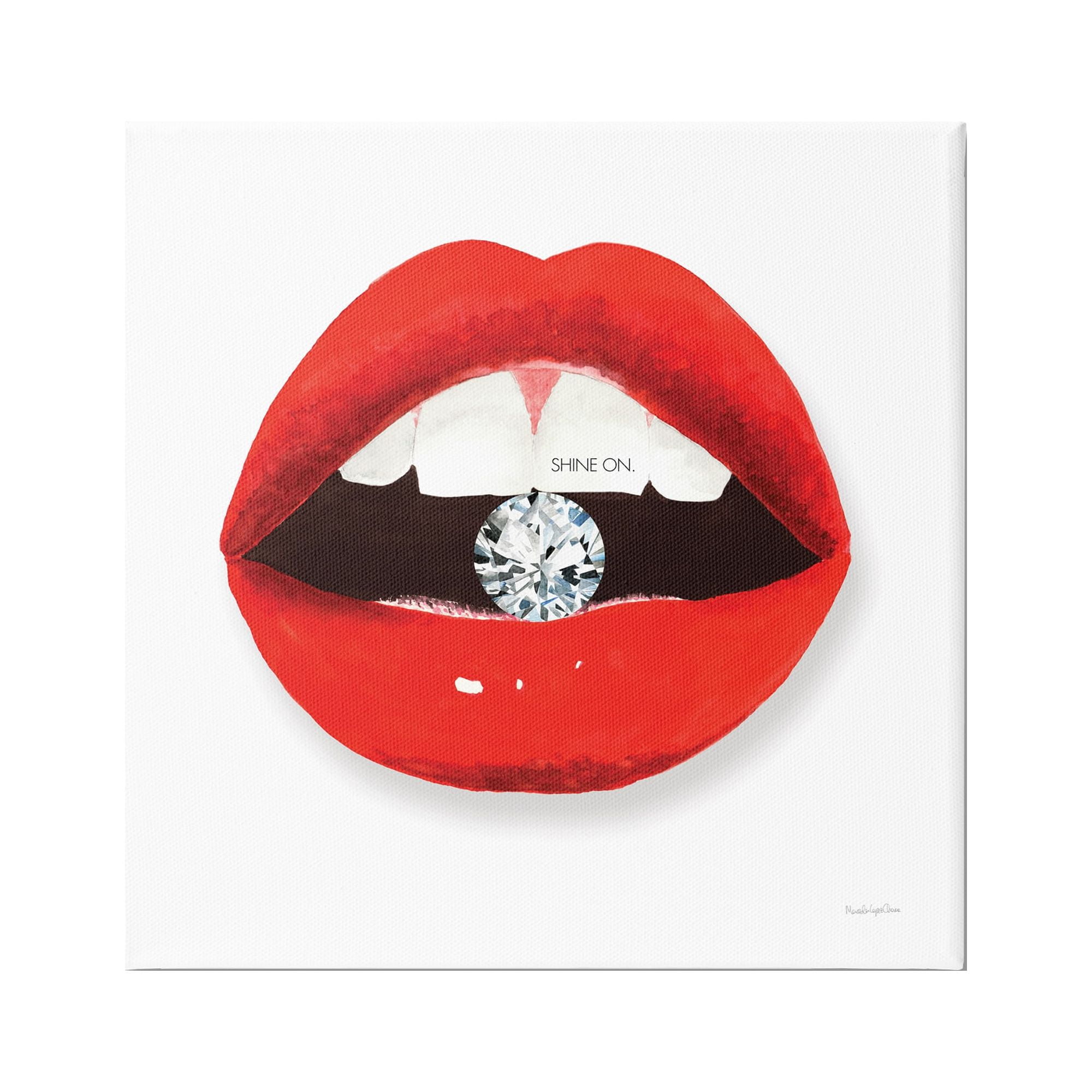 Stupell Industries Shine on Red Lips Typography Painting Gallery Wrapped Canvas Print Wall Art, 24 x 24