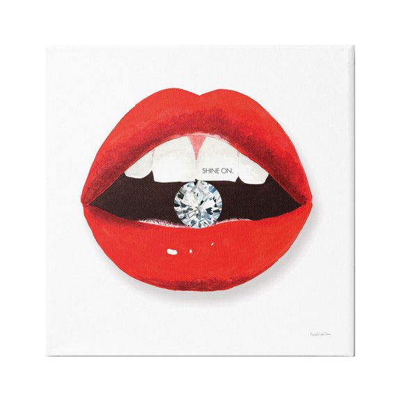 Stupell Industries Shine on Red Lips Typography Painting Gallery Wrapped Canvas Print Wall Art, 24 x 24