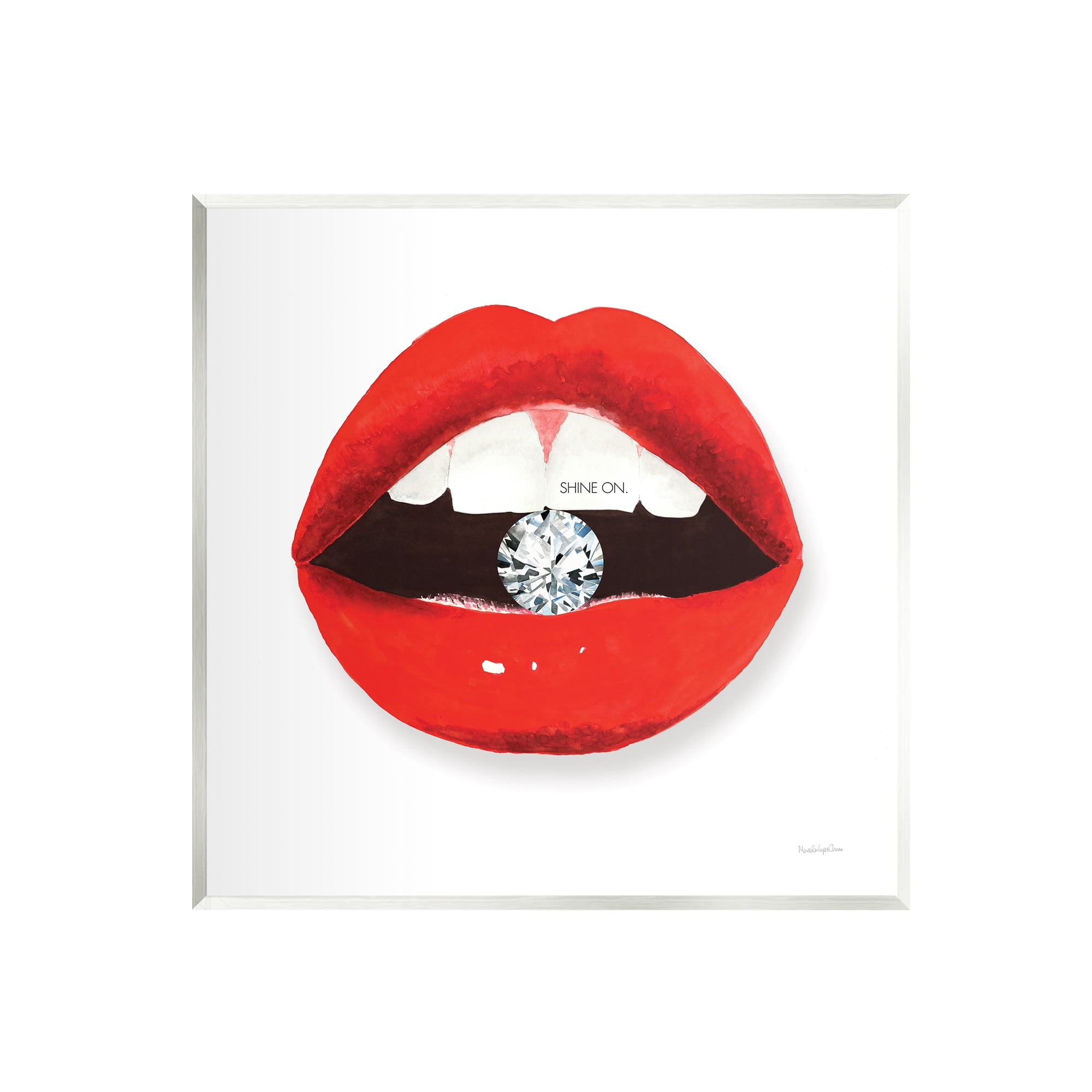 Stupell Industries Shine on Red Lips Typography Painting Unframed Art Print Wall Art, 12 x 12