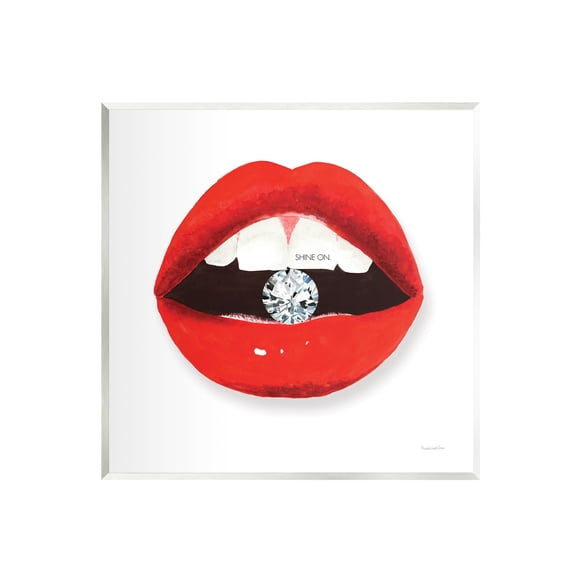 Stupell Industries Shine on Red Lips Typography Painting Unframed Art Print Wall Art, 12 x 12