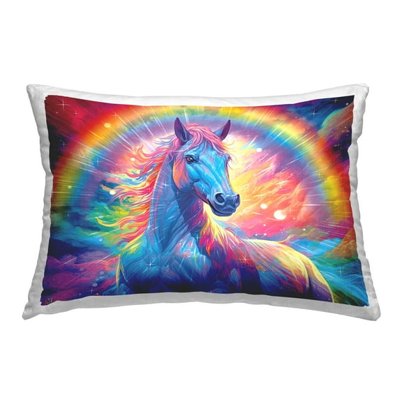 Stupell Industries Shining Horse with Rainbow Decorative Printed Throw Pillow Design by Michael David Ward