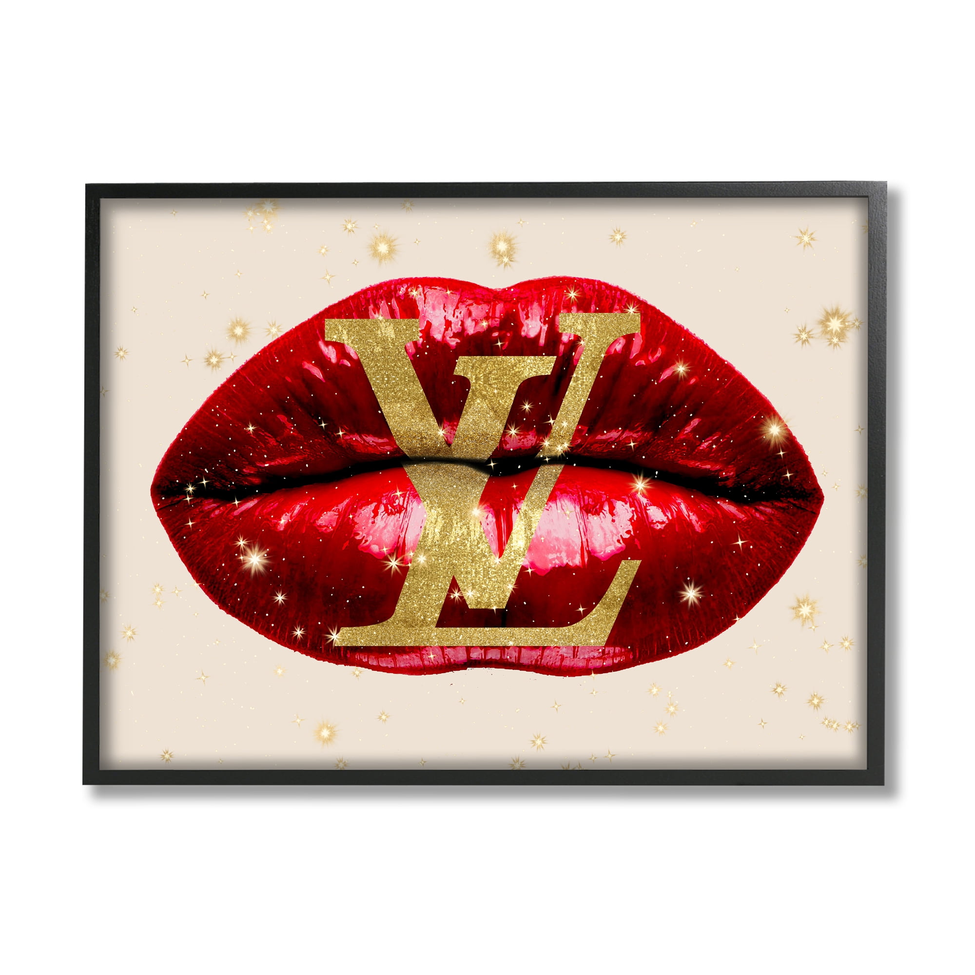 Stupell Industries Shining Red Lipstick Glam Sparkle Designer Motif Framed Wall Art, 14 x 11, Design by Madeline Blake