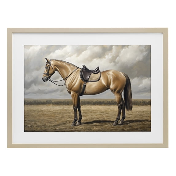 Stupell Industries Rustic Lodge Shiny Mare Saddled Up Birch Framed Print Under Glass, 20 x 14, by Petals Prints Design