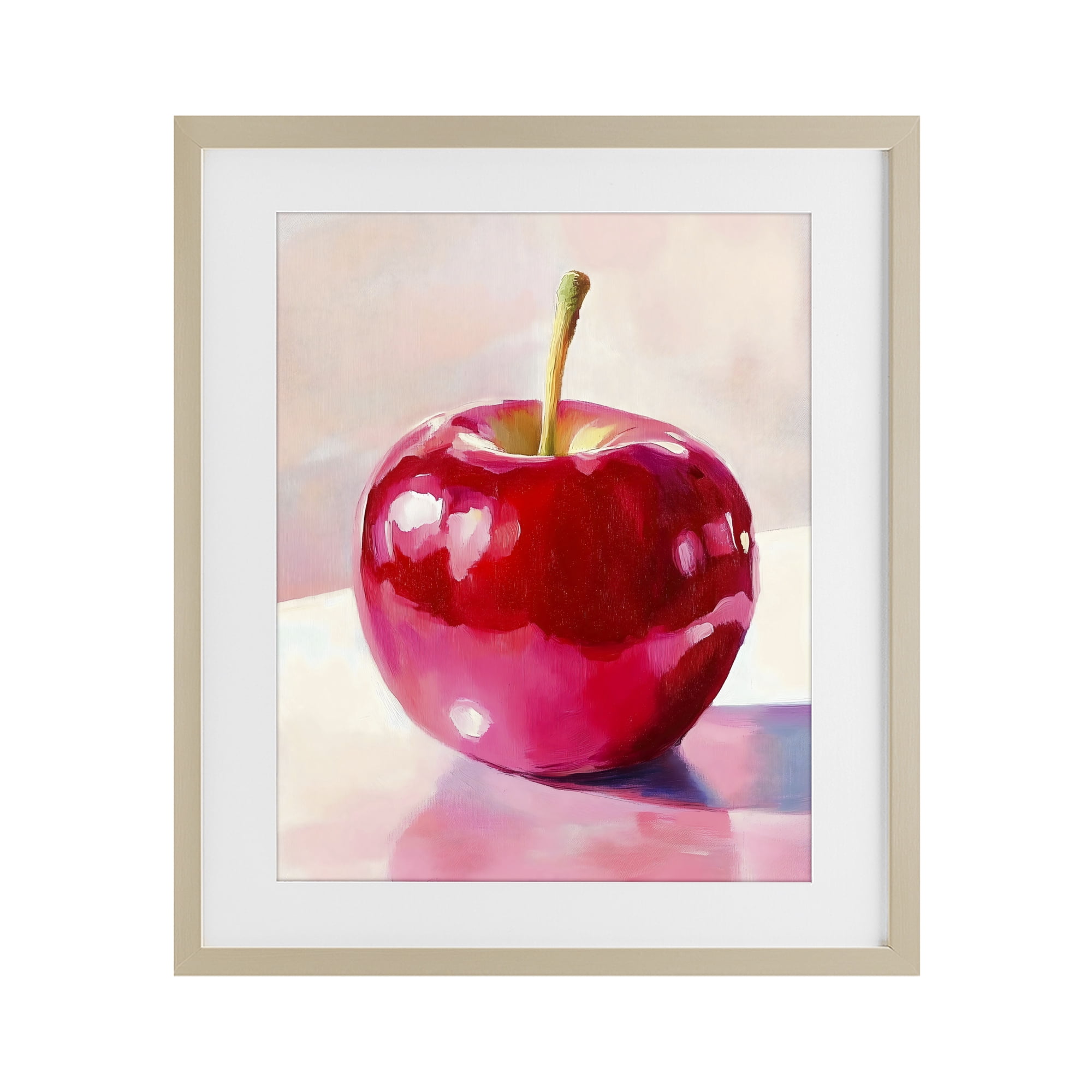 Stupell Industries Shiny Red Apple Reflection Birch Framed Print Under Glass, design by The Prints Vibe