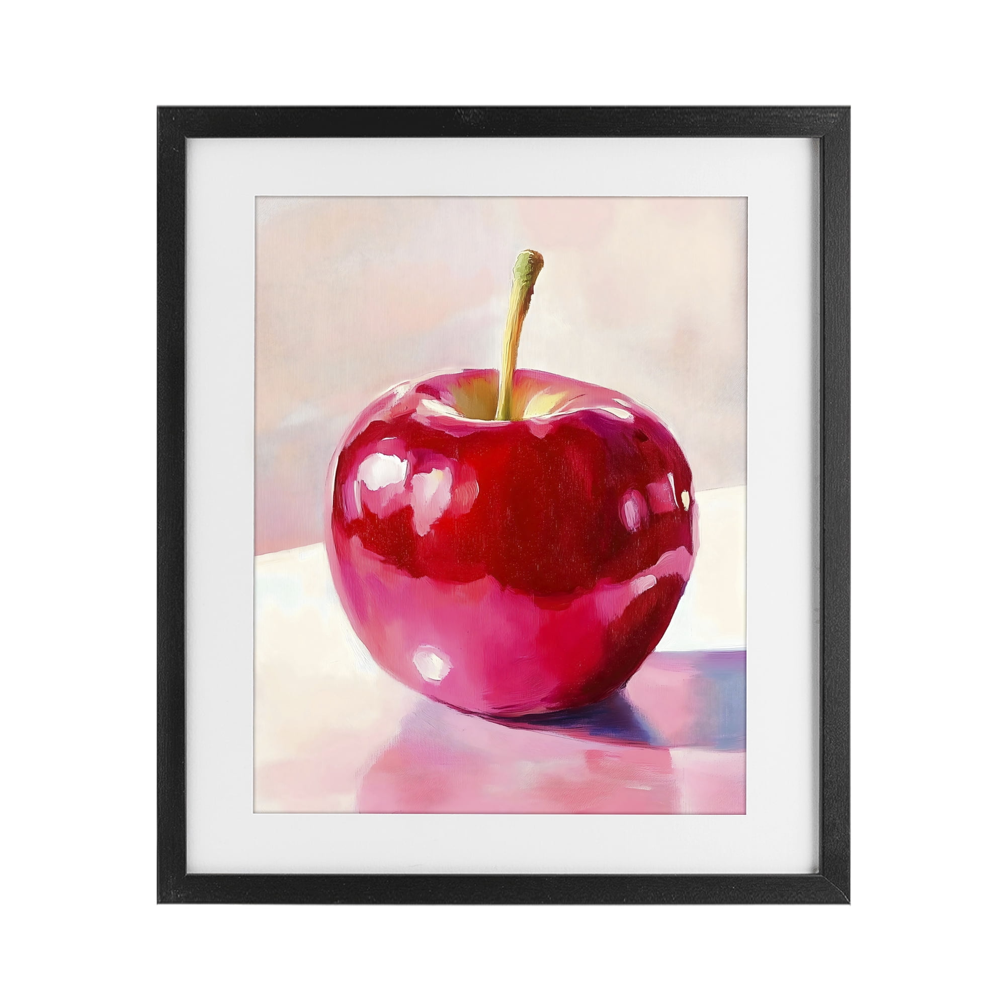 Stupell Industries Shiny Red Apple Reflection Black Framed Print Under Glass, design by The Prints Vibe