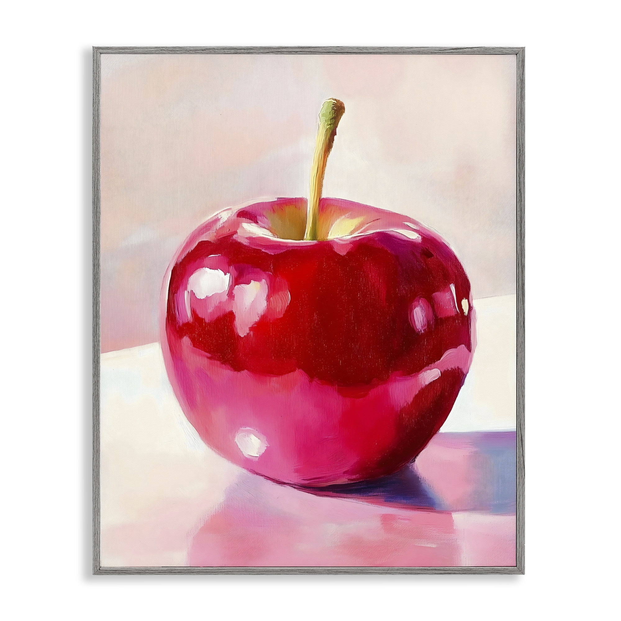 Stupell Industries Shiny Red Apple Reflection Gray Framed Giclee Art, design by The Prints Vibe