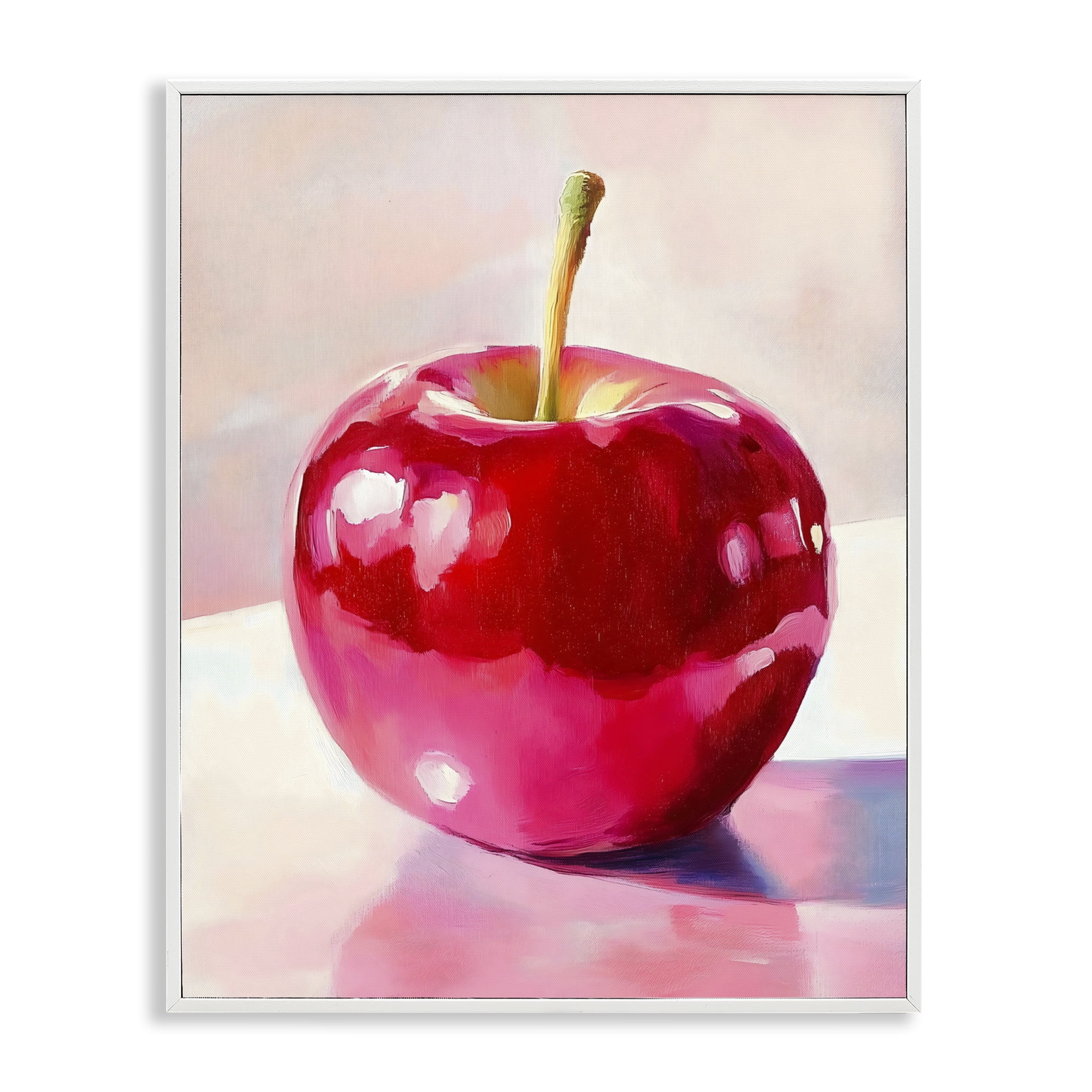 Stupell Industries Shiny Red Apple Reflection White Framed Giclee Art, design by The Prints Vibe