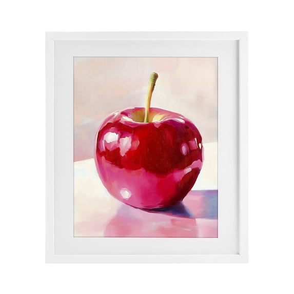 Stupell Industries Contemporary Shiny Red Apple Reflection White Framed Print Under Glass, 17 x 21, by The Prints Vibe