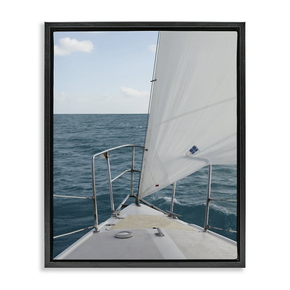 Stupell Industries Ship Bow View Nautical & Beach Photography Black Floater Framed Canvas Art Print Wall Art, 17 x 21