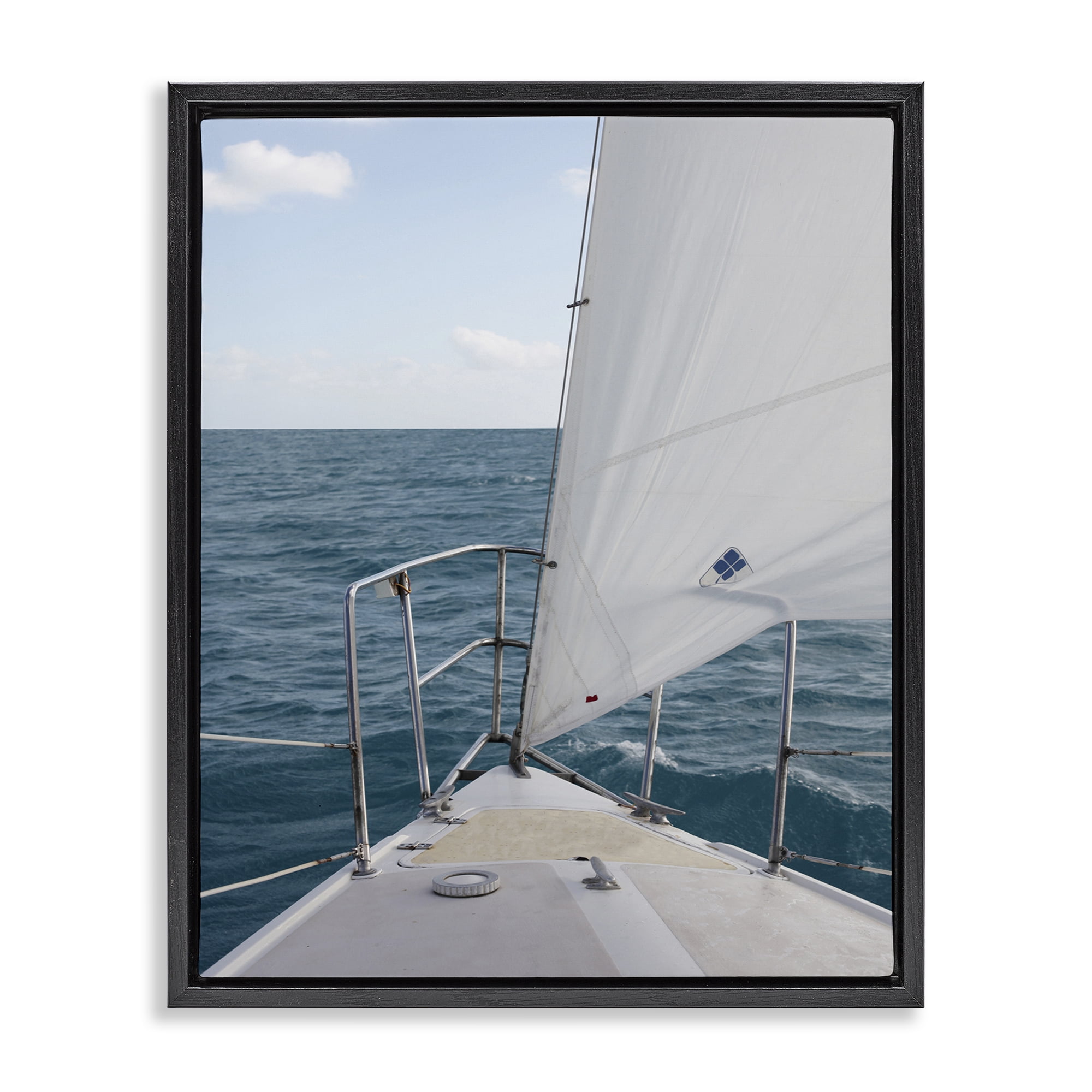 Stupell Industries Ship Bow View Nautical & Beach Photography Black Floater Framed Canvas Art Print Wall Art, 25 x 31