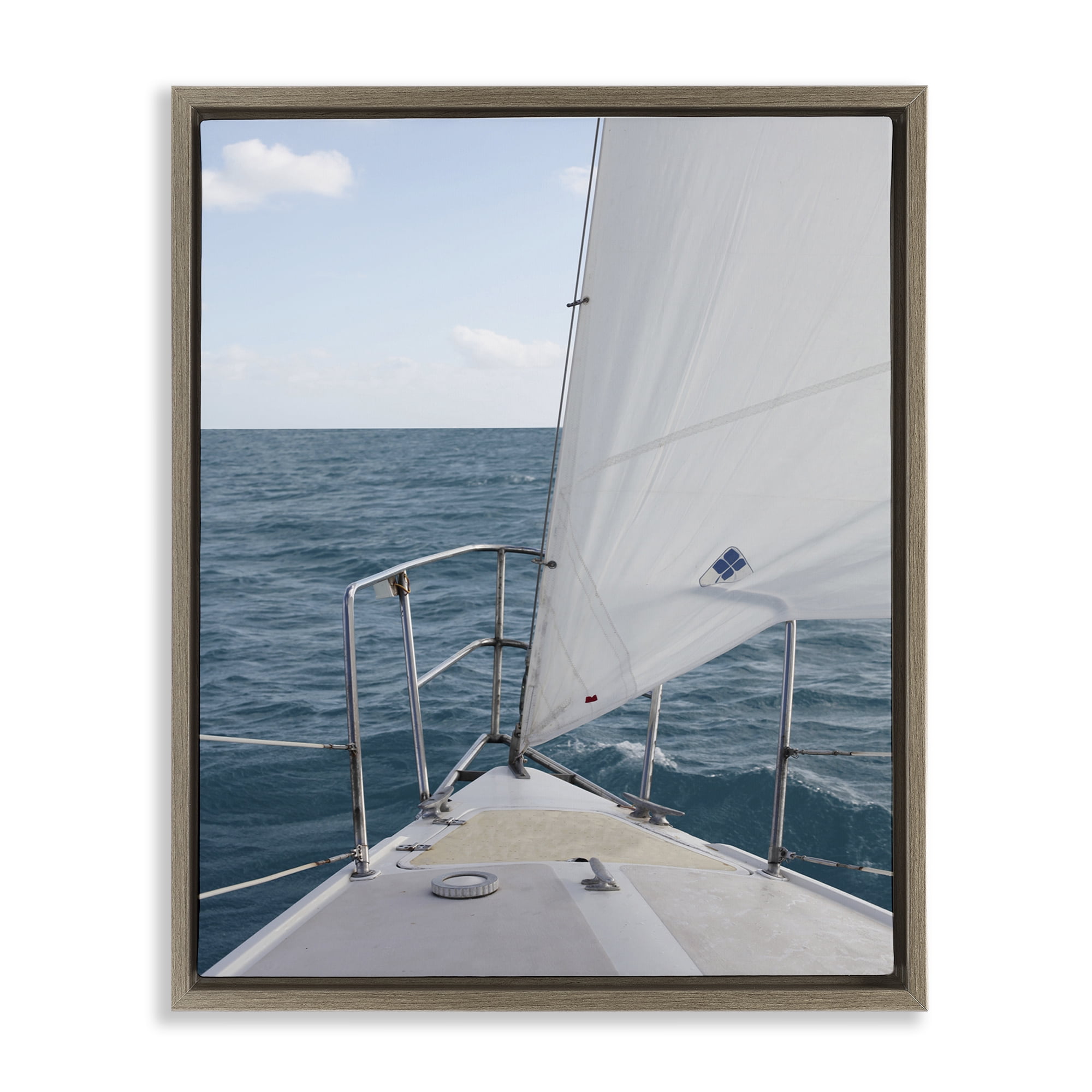 Stupell Industries Ship Bow View Nautical & Beach Photography Brown Floater Framed Canvas Art Print Wall Art, 25 x 31