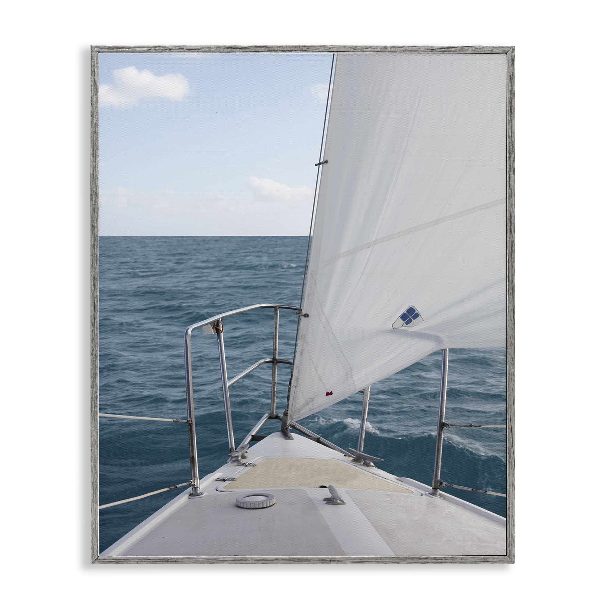 Stupell Industries Ship Bow View Nautical & Beach Photography Gray Framed Art Print Wall Art, 11 x 14
